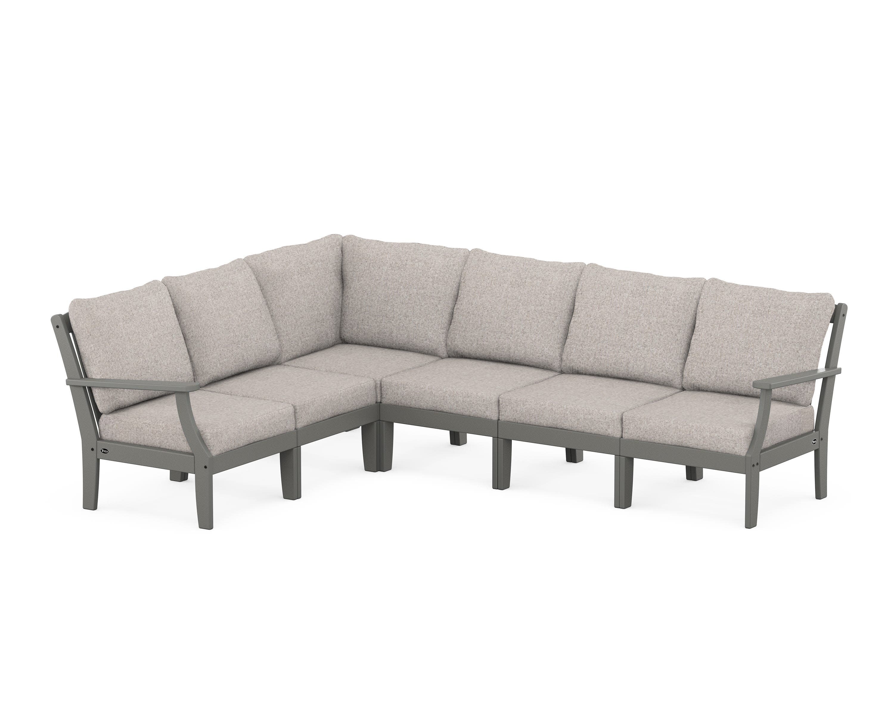 Yacht Club Modular 6-Piece Deep Seating Set in Stepping Stone / Weathered Tweed