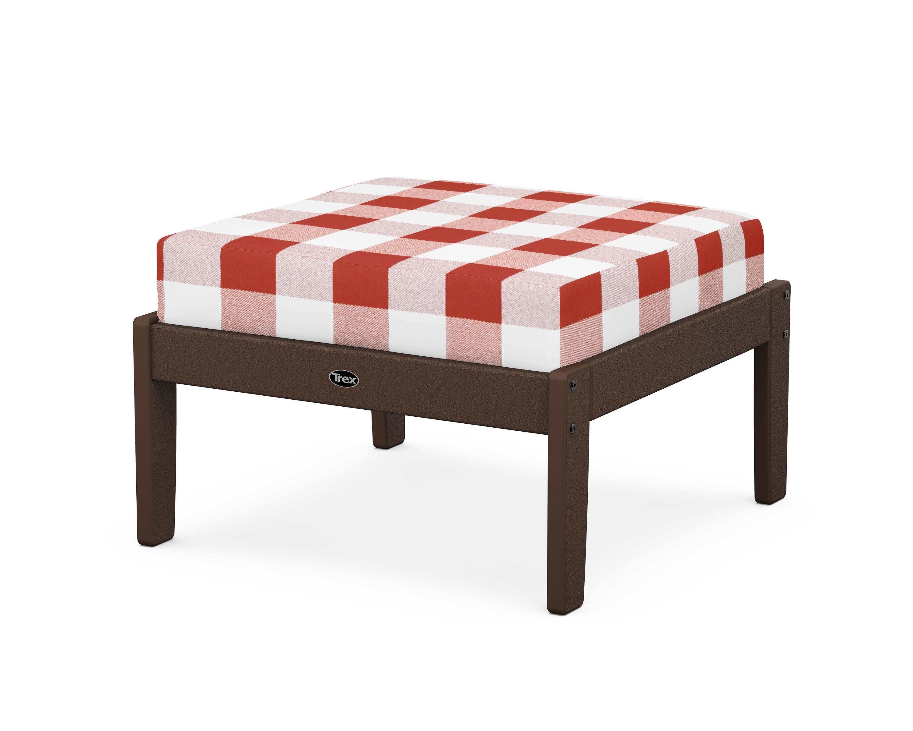 Yacht Club Deep Seating Ottoman in Vintage Lantern / Buffalo Plaid Crimson