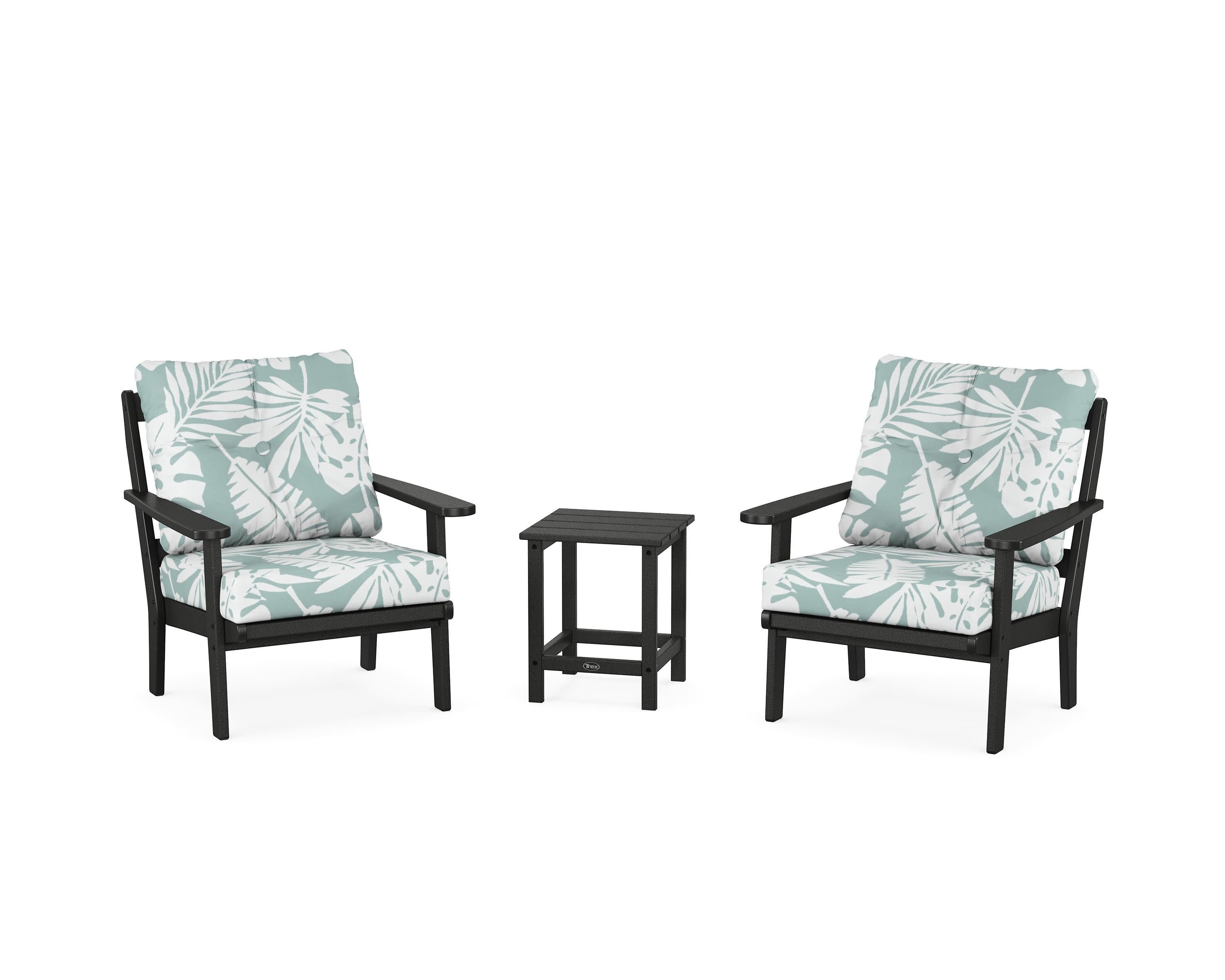 Cape Cod 3-Piece Deep Seating Set in Charcoal Black / Leaf Glacier Spa