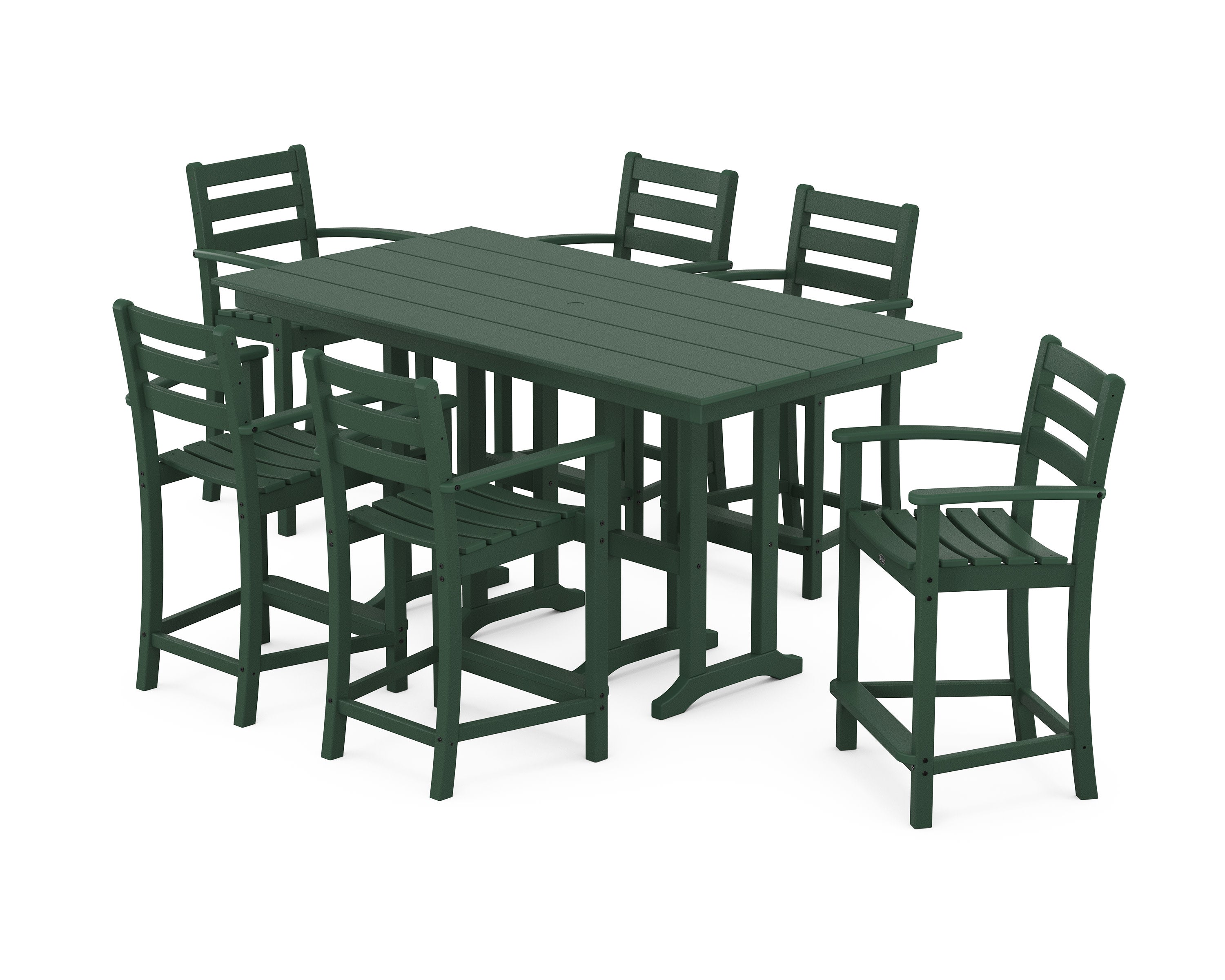 Monterey Bay 7-Piece Farmhouse Arm Chair Counter Set in Rainforest Canopy