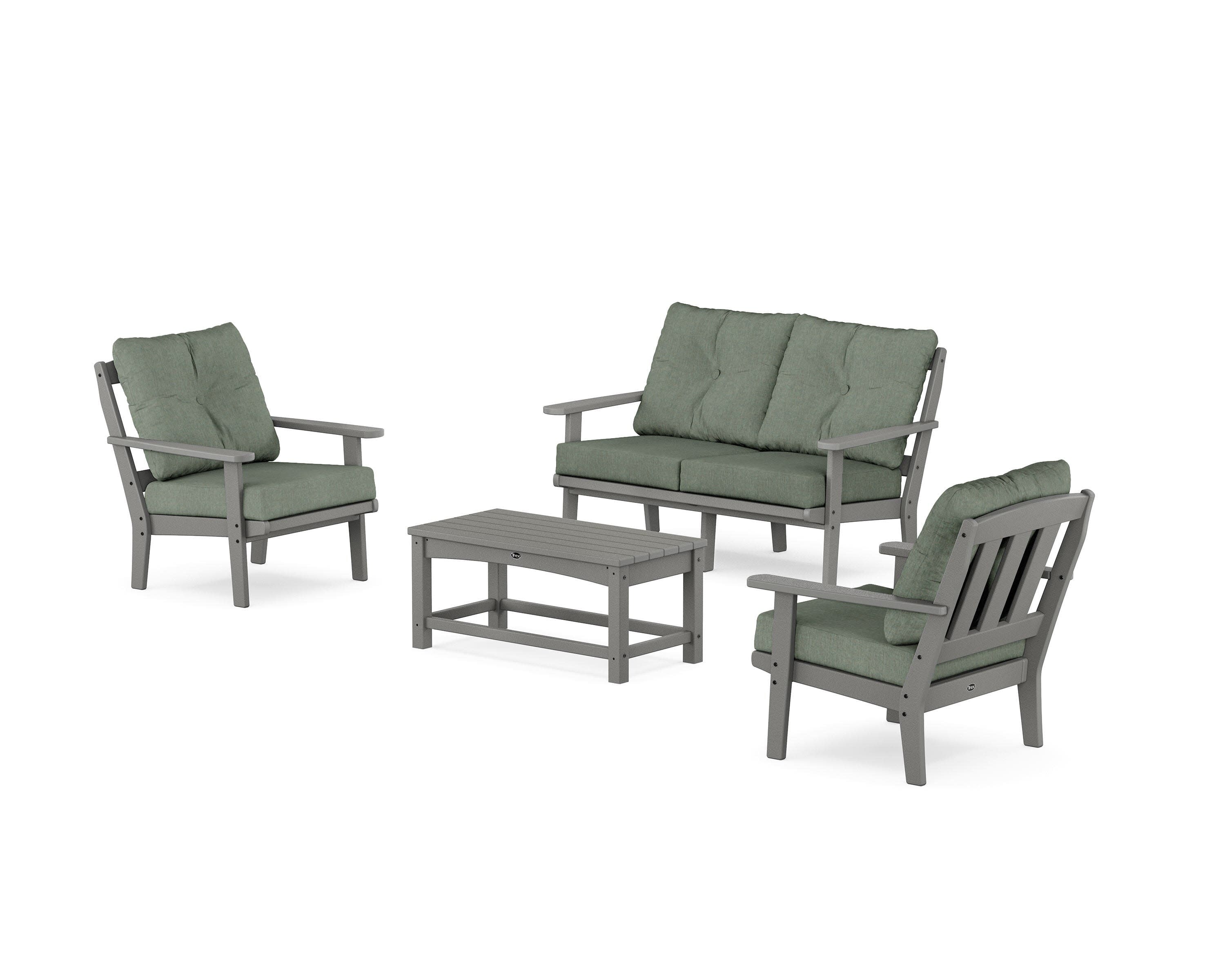Cape Cod 4-Piece Deep Seating Set with Loveseat in Stepping Stone / Cast Sage