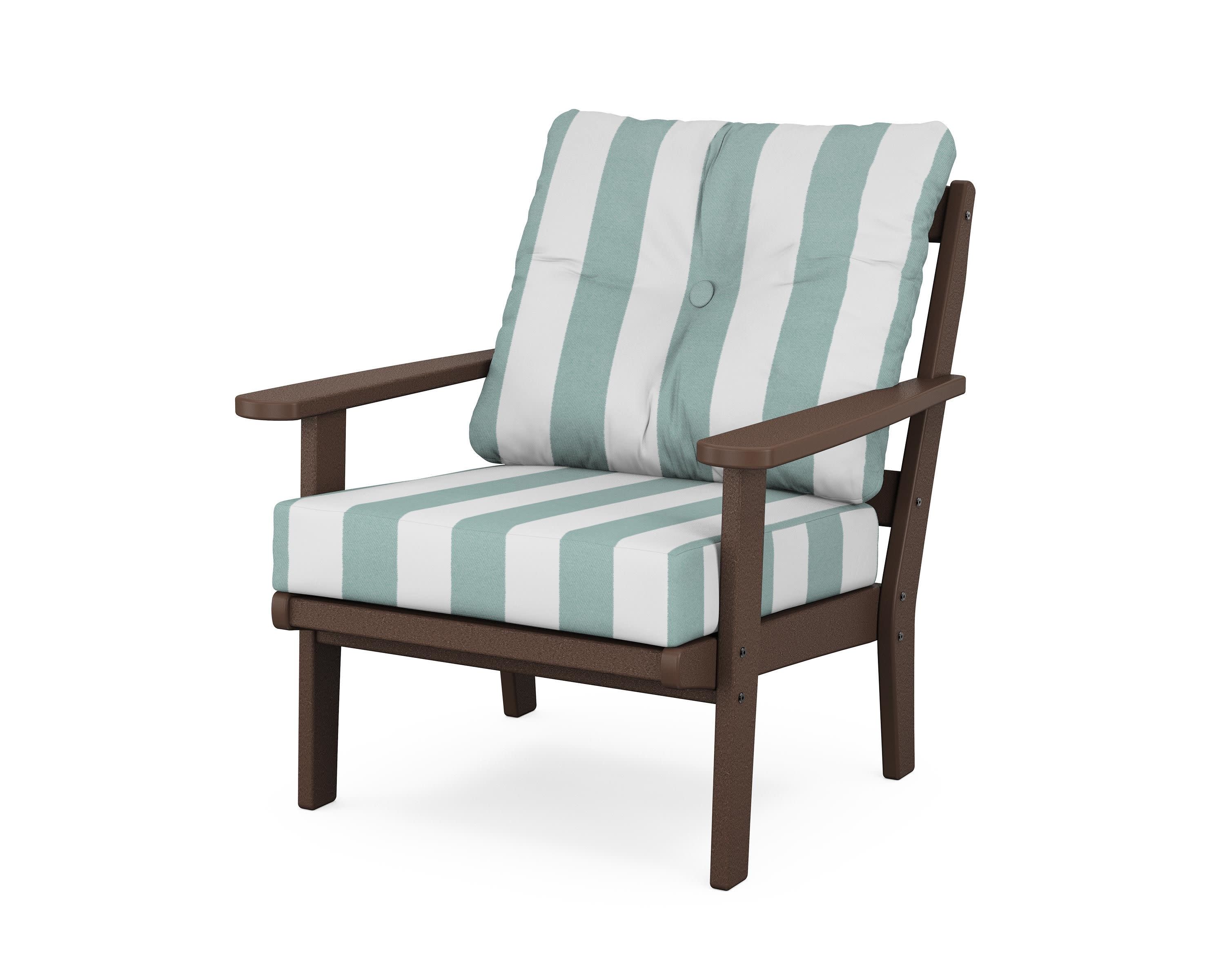 Cape Cod Deep Seating Chair in Vintage Lantern / Cabana Stripe Glacier Spa