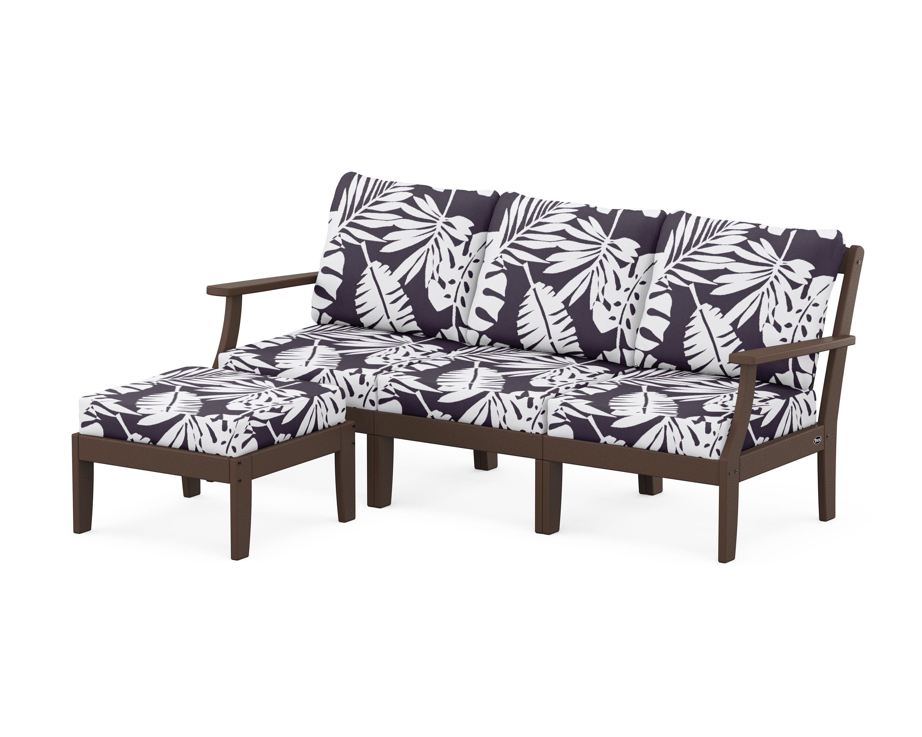 Yacht Club Modular 4-Piece Deep Seating Set with Ottoman in Vintage Lantern / Leaf Navy
