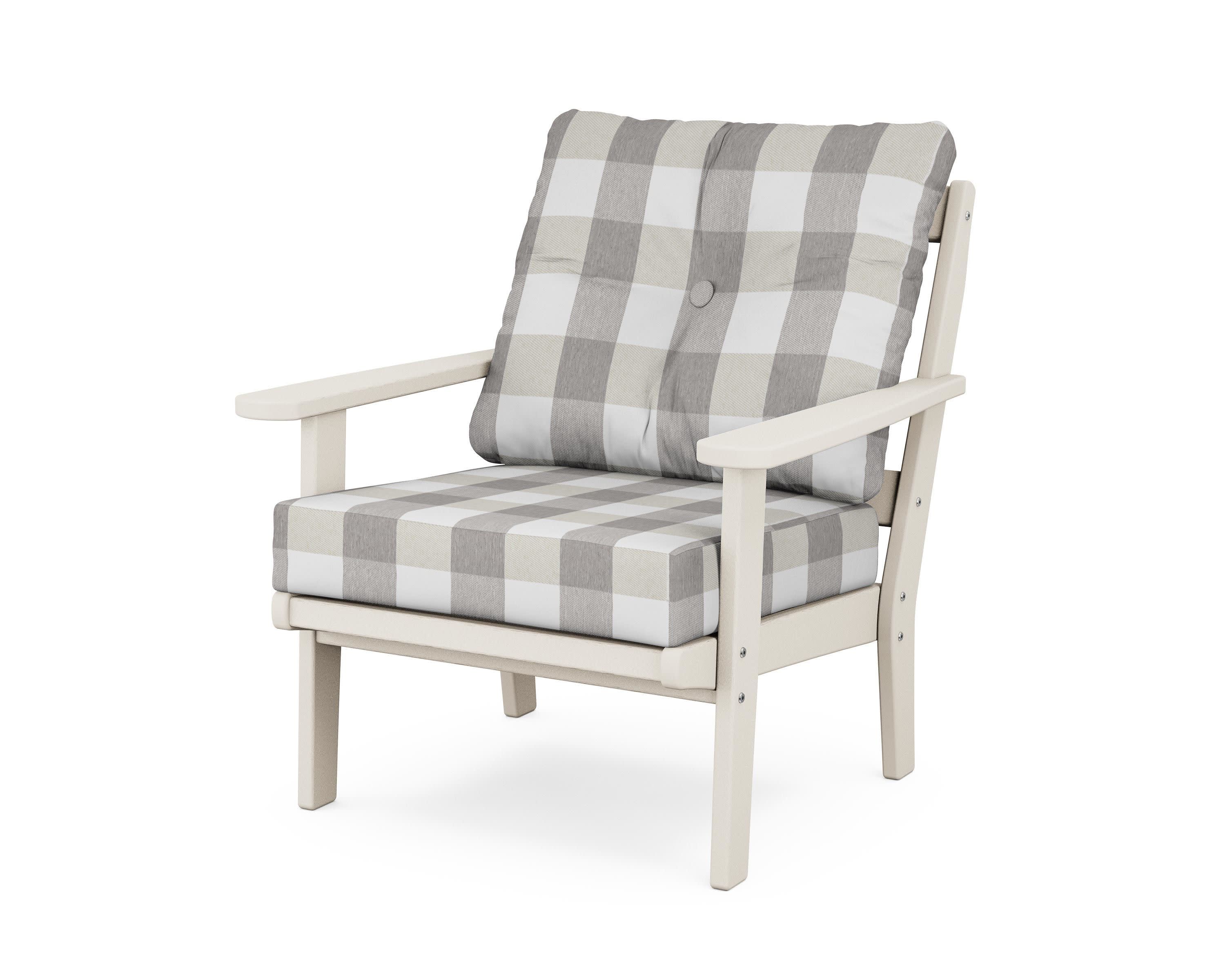 Cape Cod Deep Seating Chair in Sand Castle / Buffalo Plaid Grey Mist