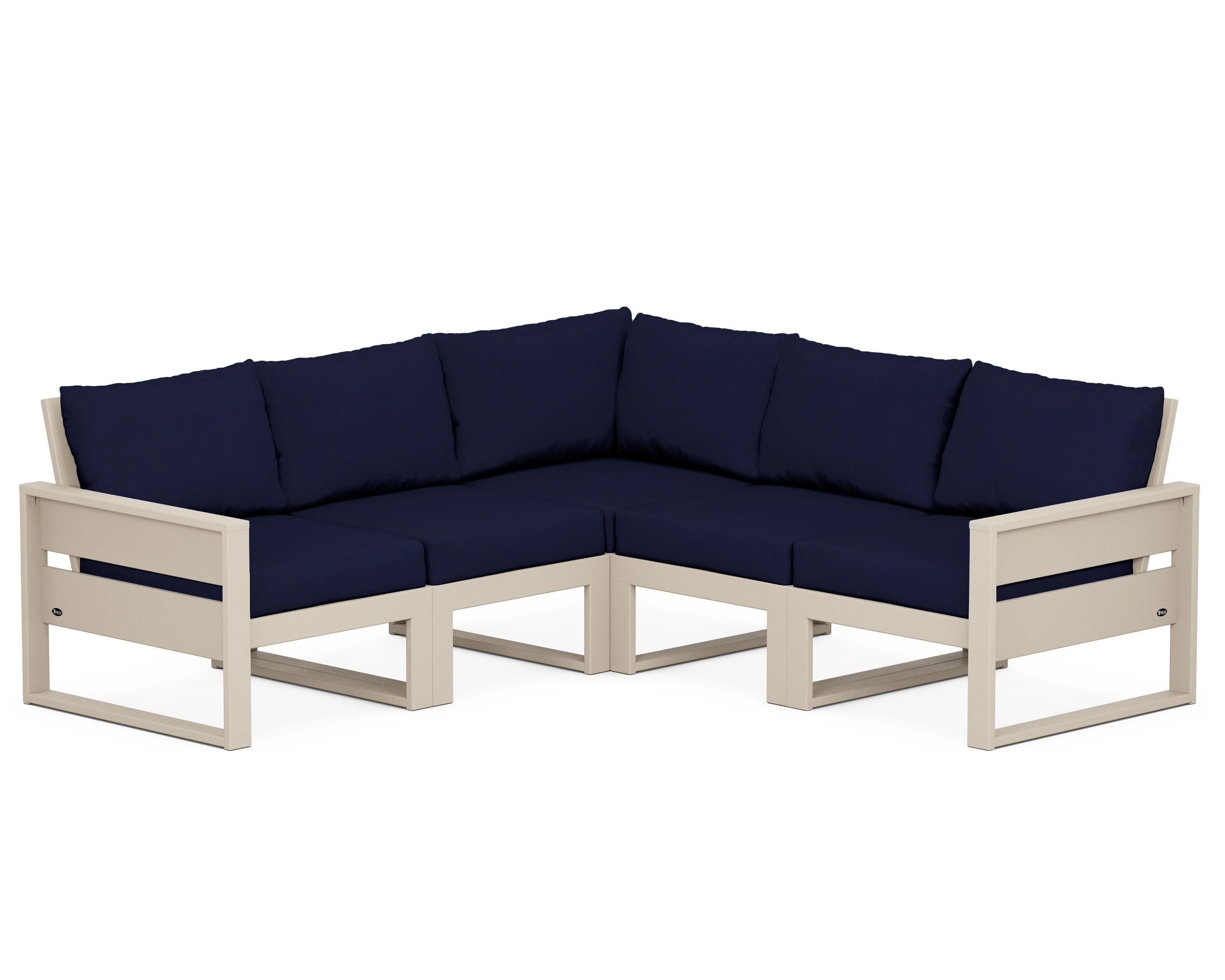 Eastport 5-Piece Sectional in Sand Castle / Navy