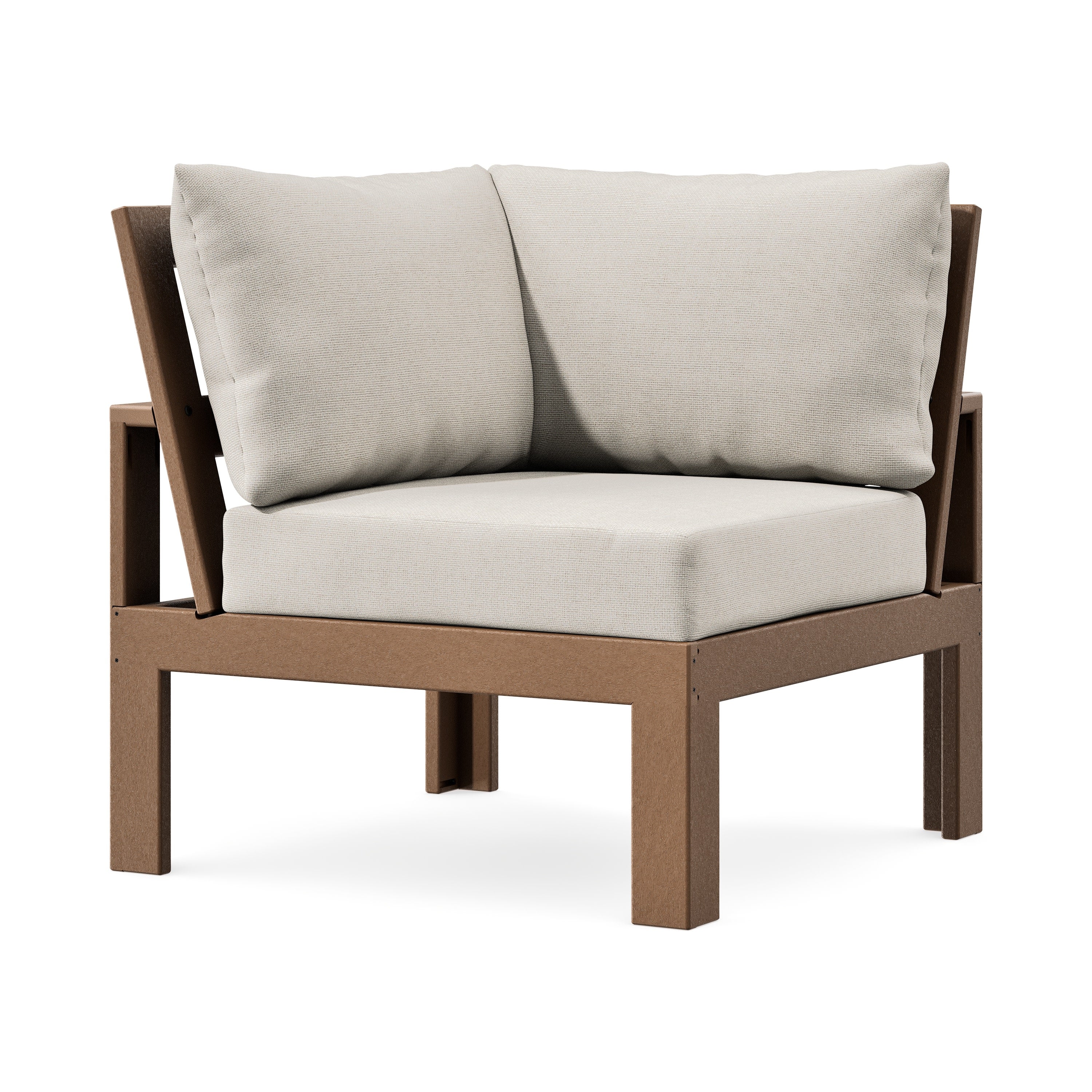 Modular Corner Chair in Teak / Dune Burlap