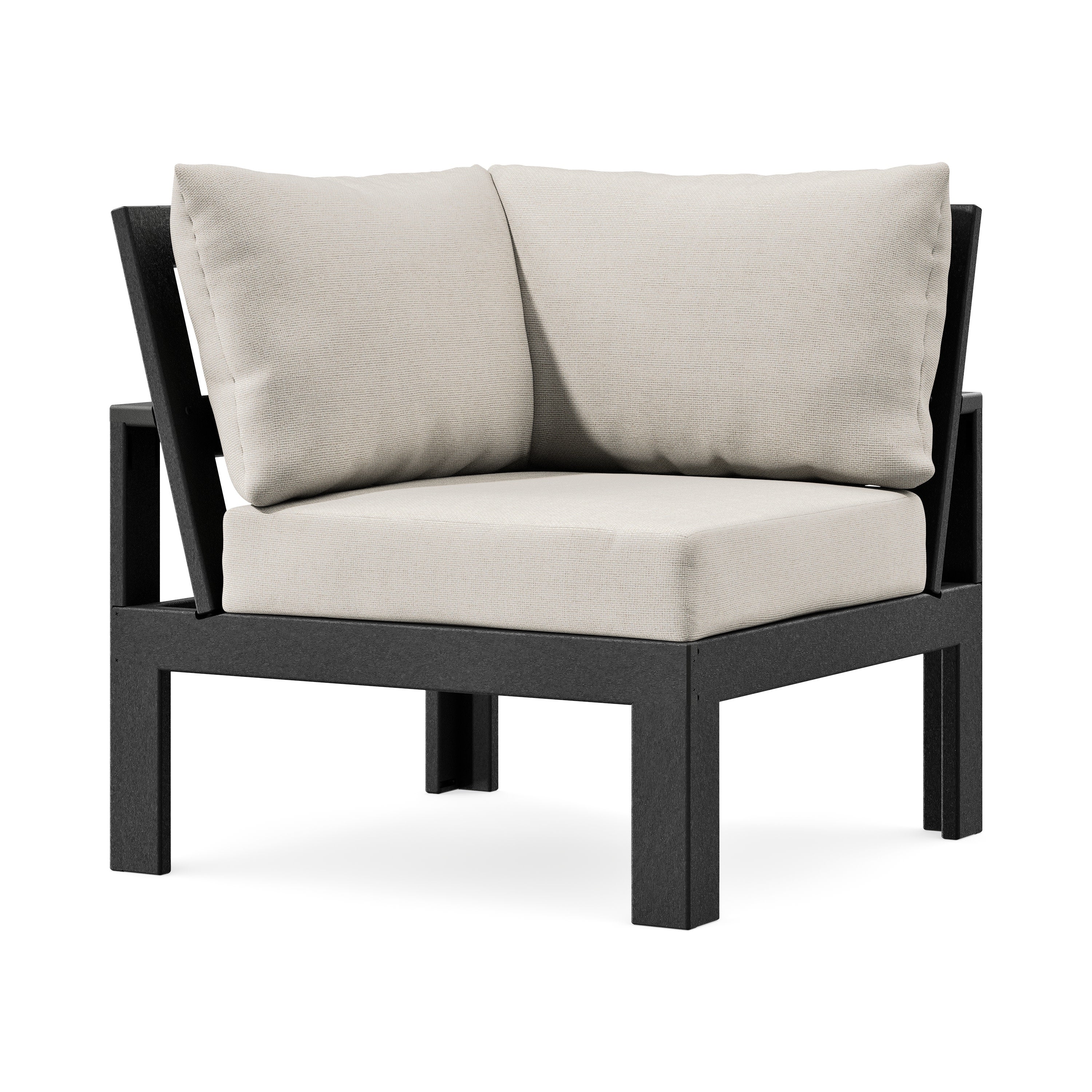 Modular Corner Chair in Black / Dune Burlap