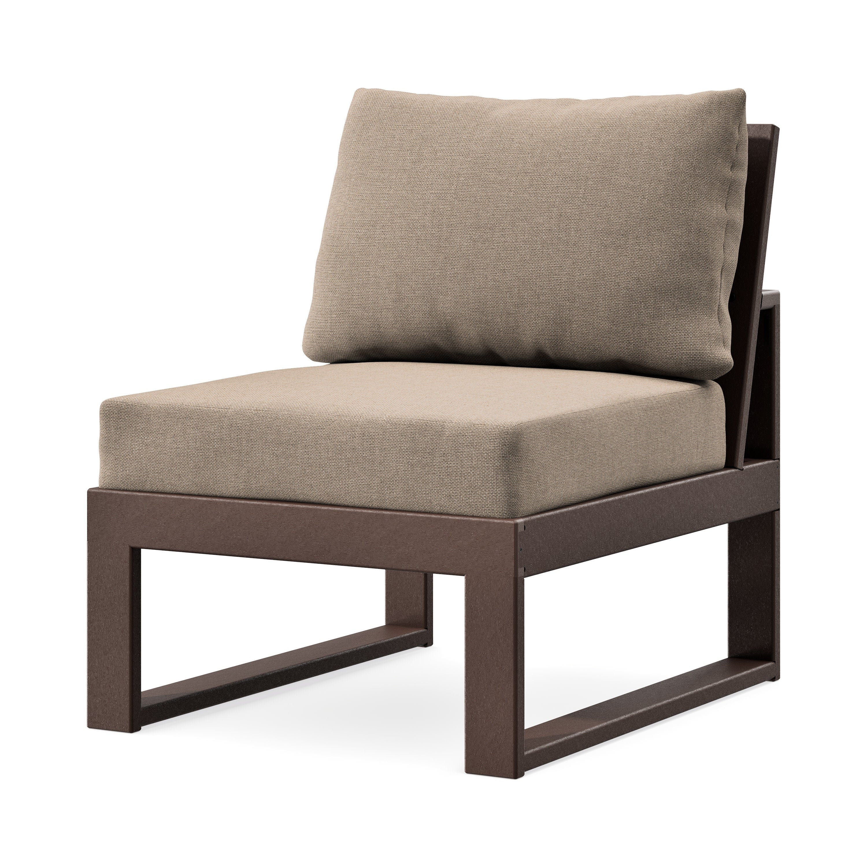 Modular Armless Chair in Mahogany / Spiced Burlap