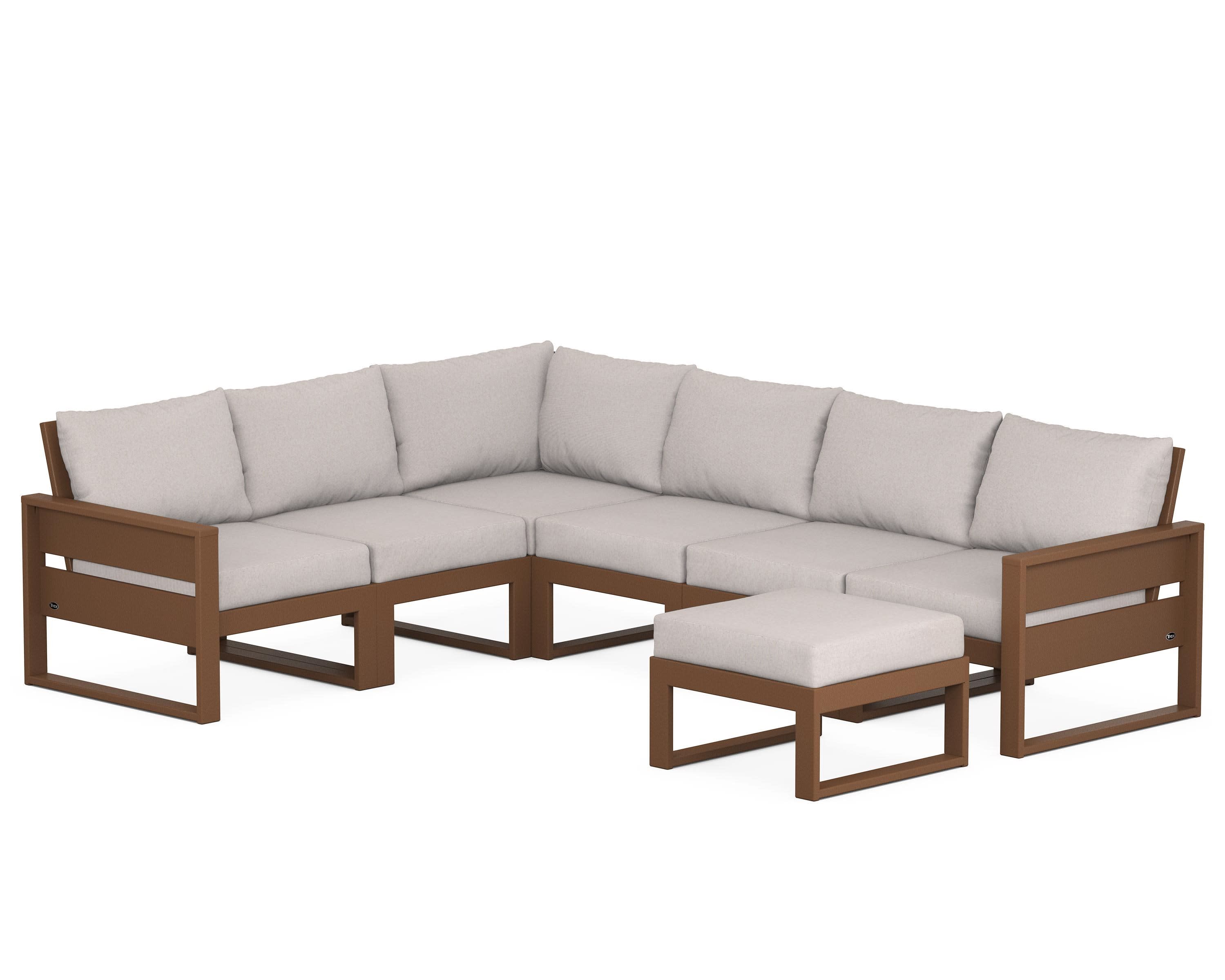 Eastport 6-Piece Sectional with Ottoman in Tree House / Dune Burlap
