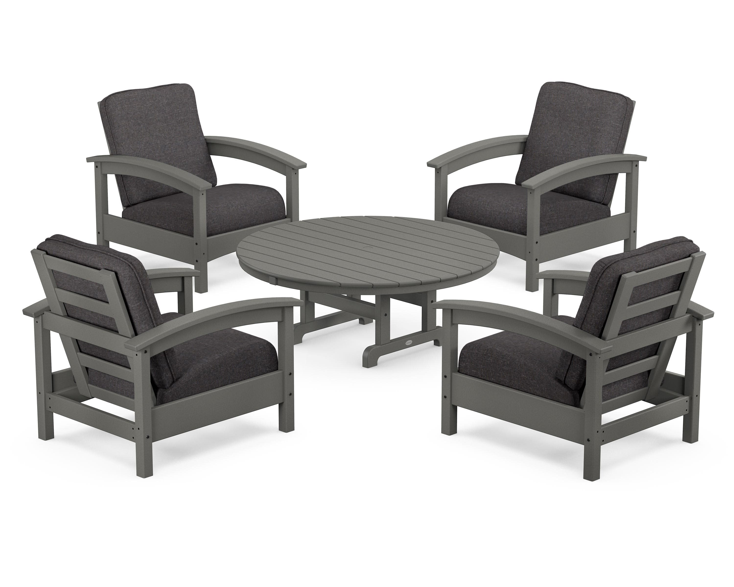 Rockport 5-Piece Deep Seating Set in Stepping Stone / Ash Charcoal