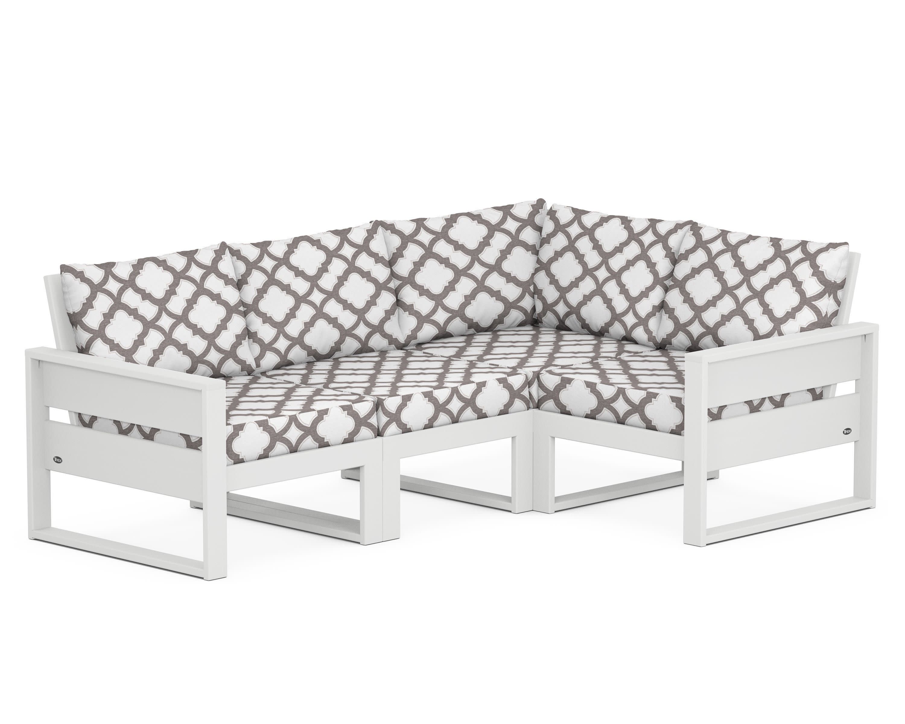 Eastport 4- Piece Sectional in Classic White / Trellis Grey Mist