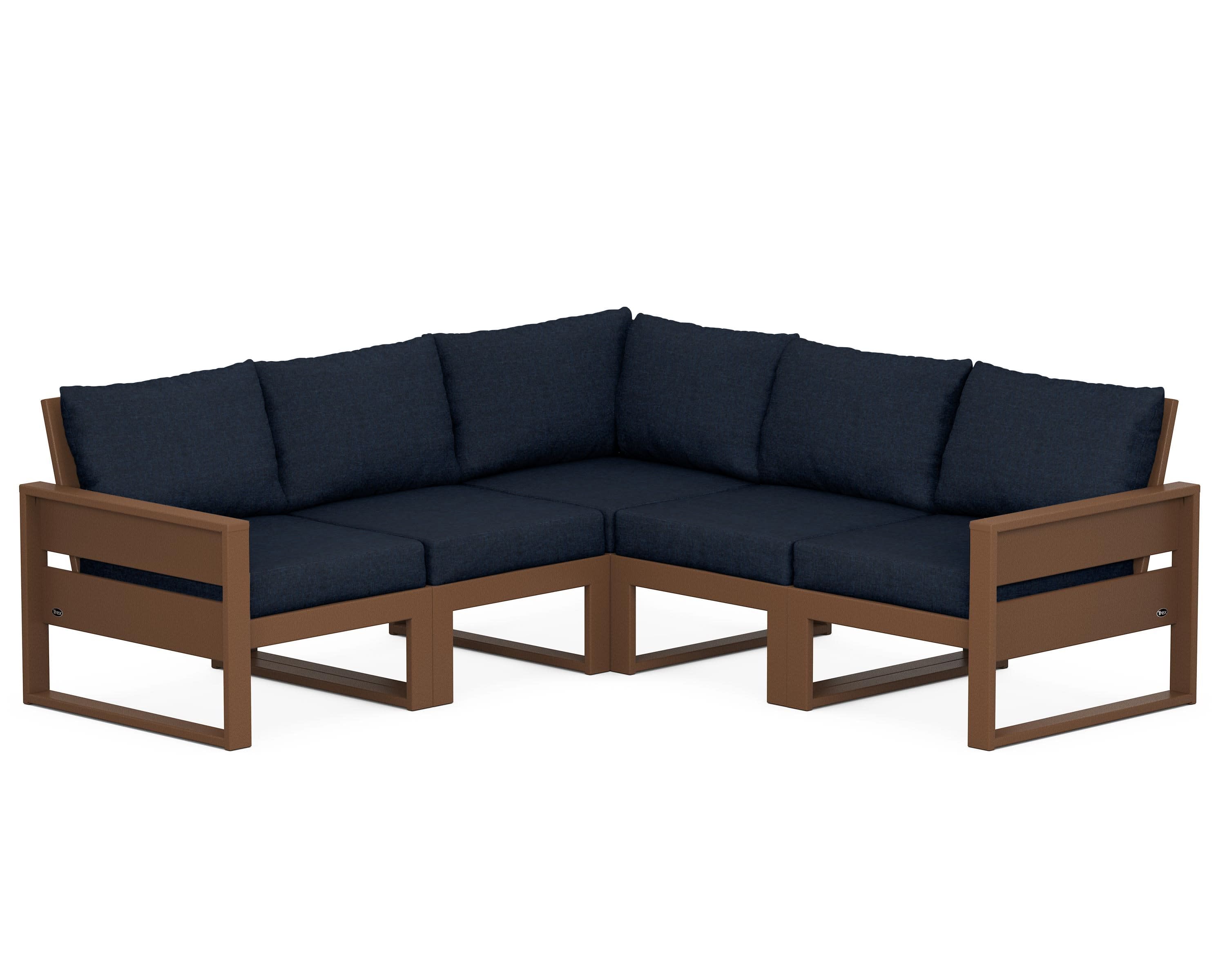 Eastport 5-Piece Sectional in Tree House / Marine Indigo