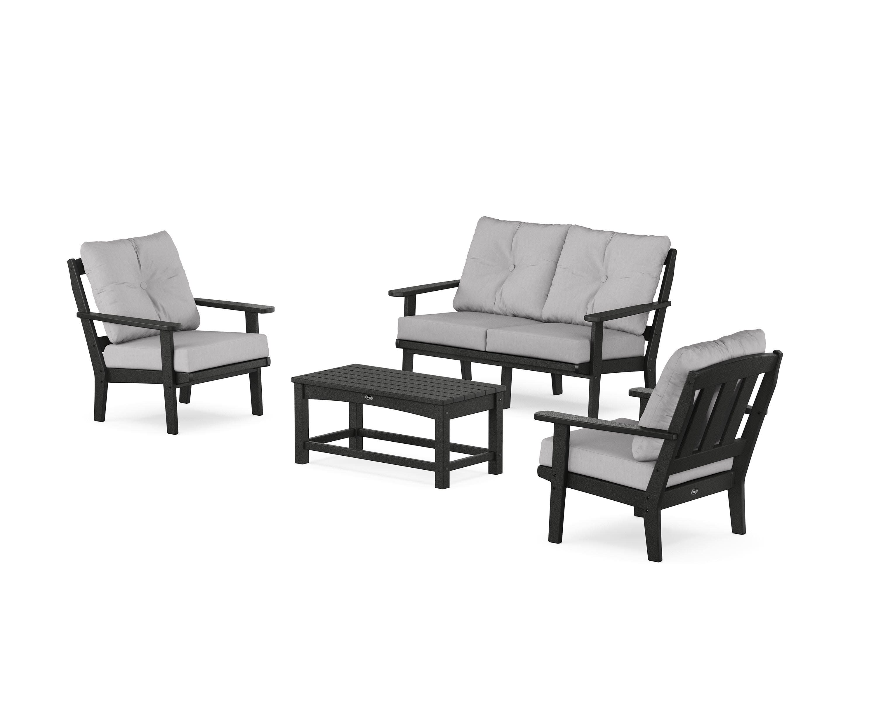 Cape Cod 4-Piece Deep Seating Set with Loveseat in Charcoal Black / Granite