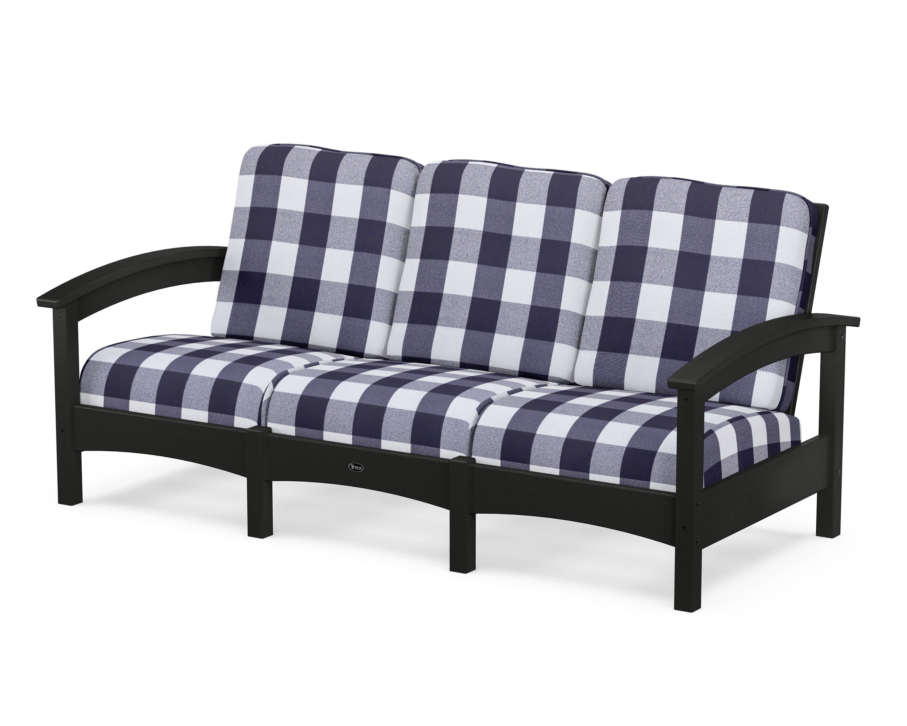 Rockport Club Sofa in Charcoal Black / Buffalo Plaid Navy
