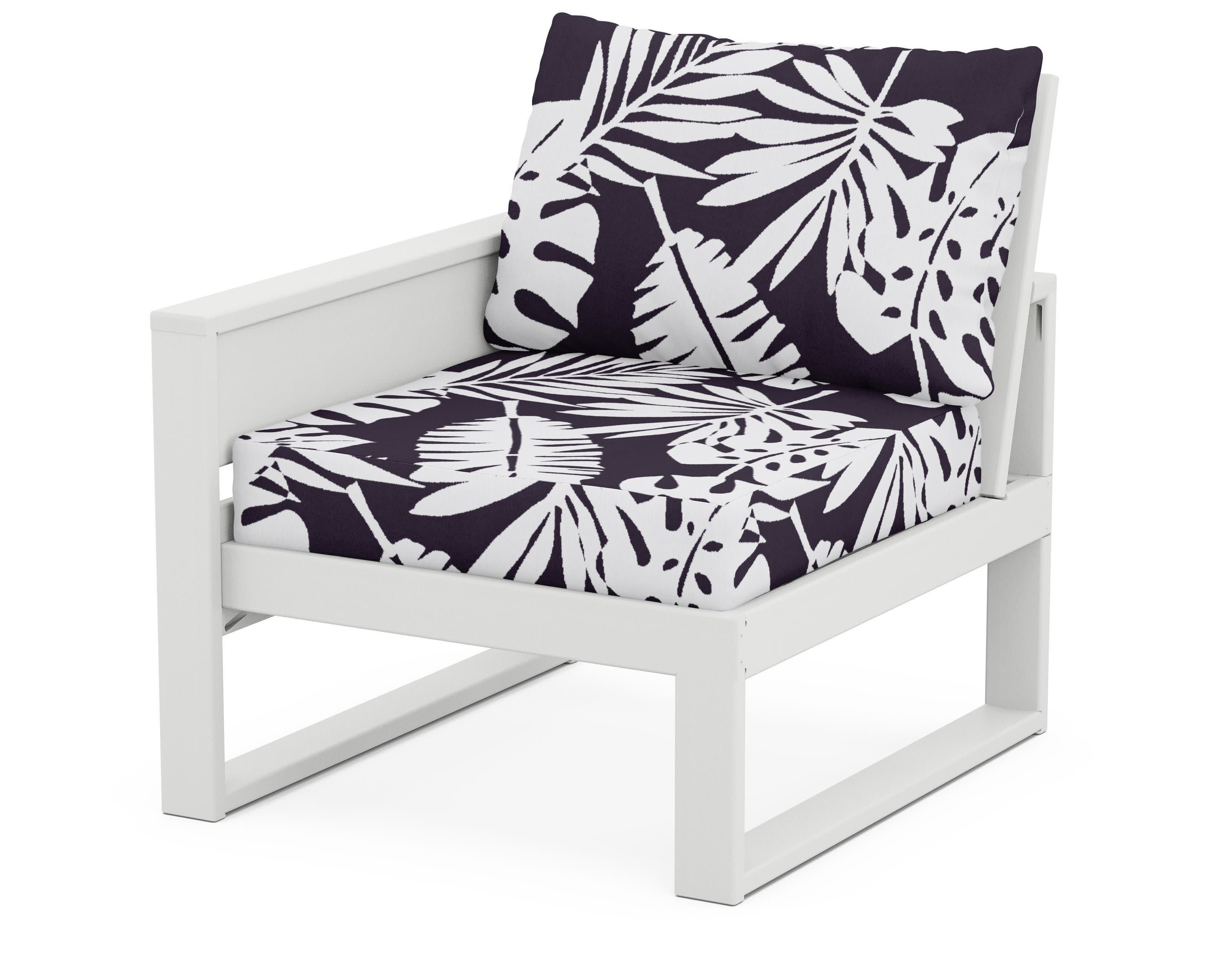 Eastport Modular Left Arm Chair in Classic White / Leaf Navy