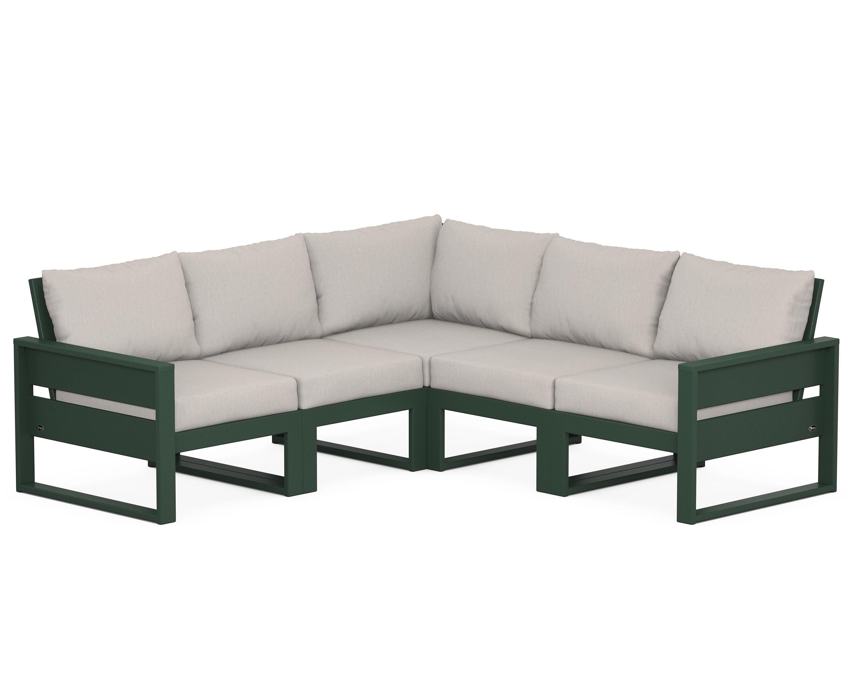 Eastport 5-Piece Sectional in Rainforest Canopy / Cast Ash