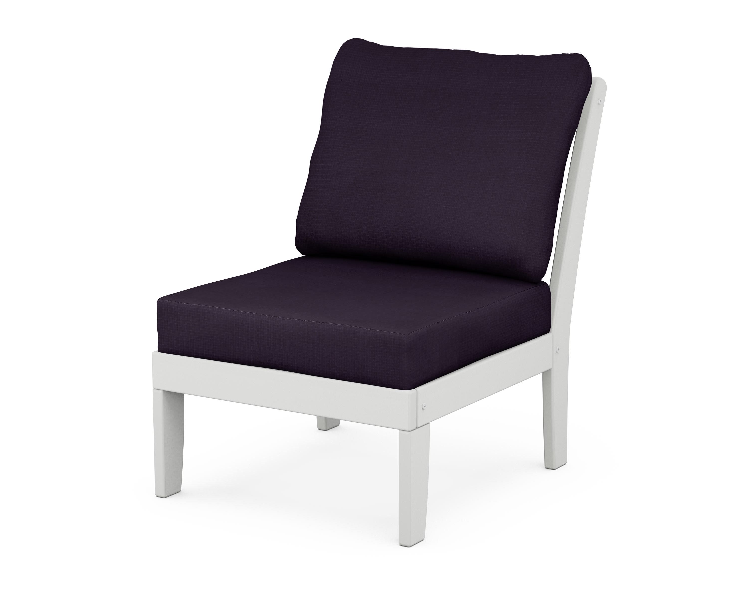 Yacht Club Modular Armless Chair in Classic White / Navy Linen