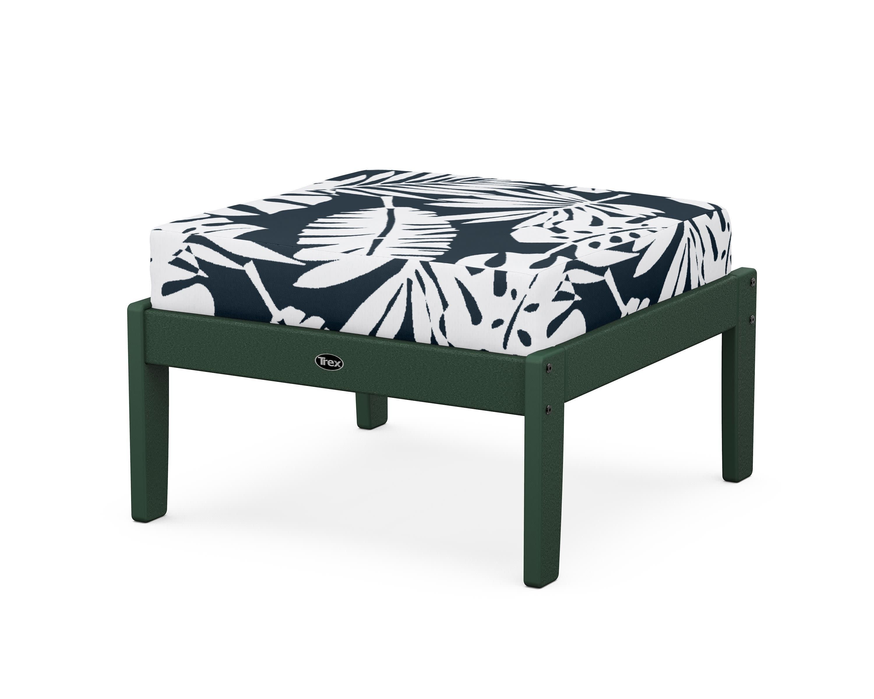 Yacht Club Deep Seating Ottoman in Rainforest Canopy / Leaf Marine Indigo