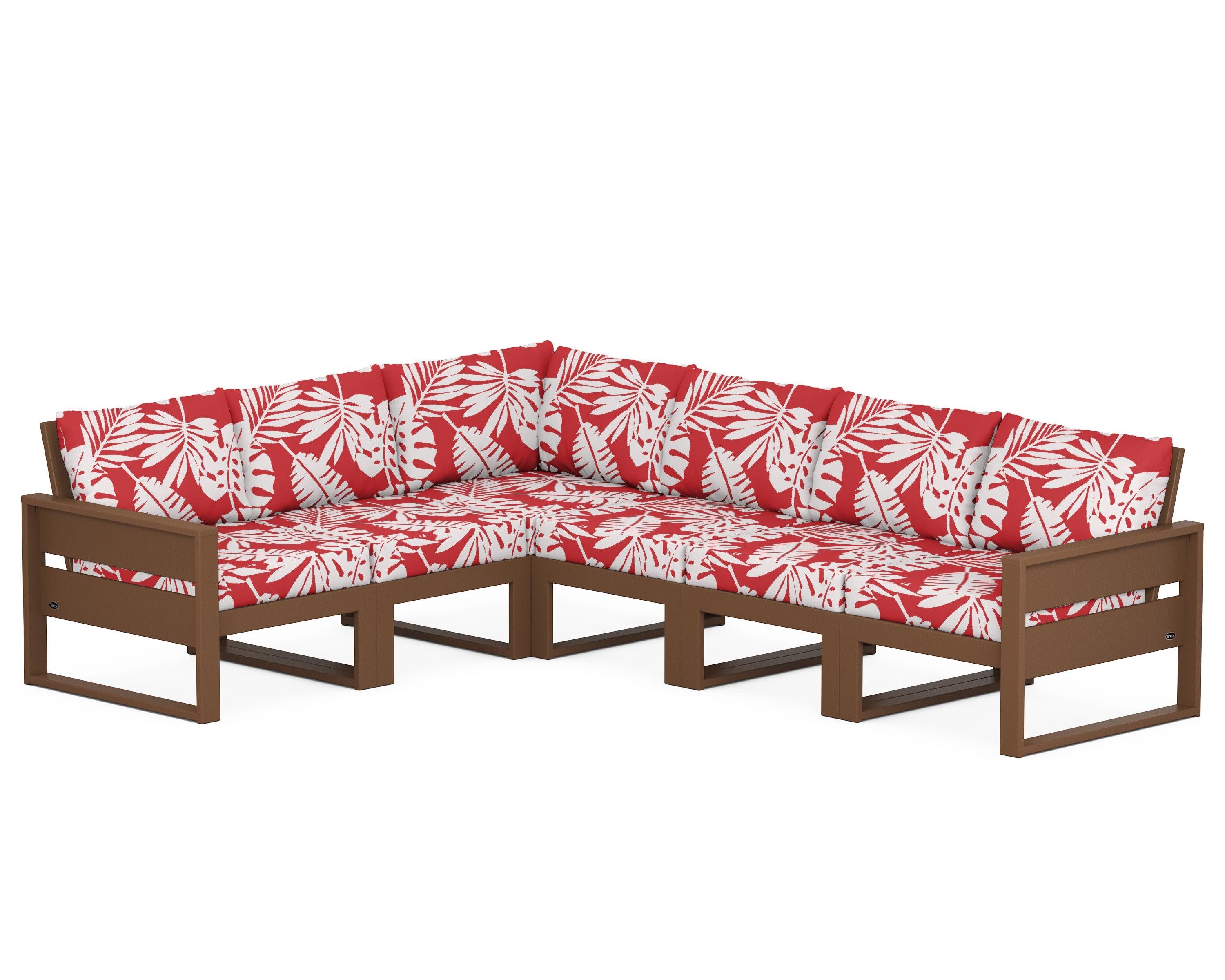 Eastport 6-Piece Sectional in Tree House / Leaf Crimson