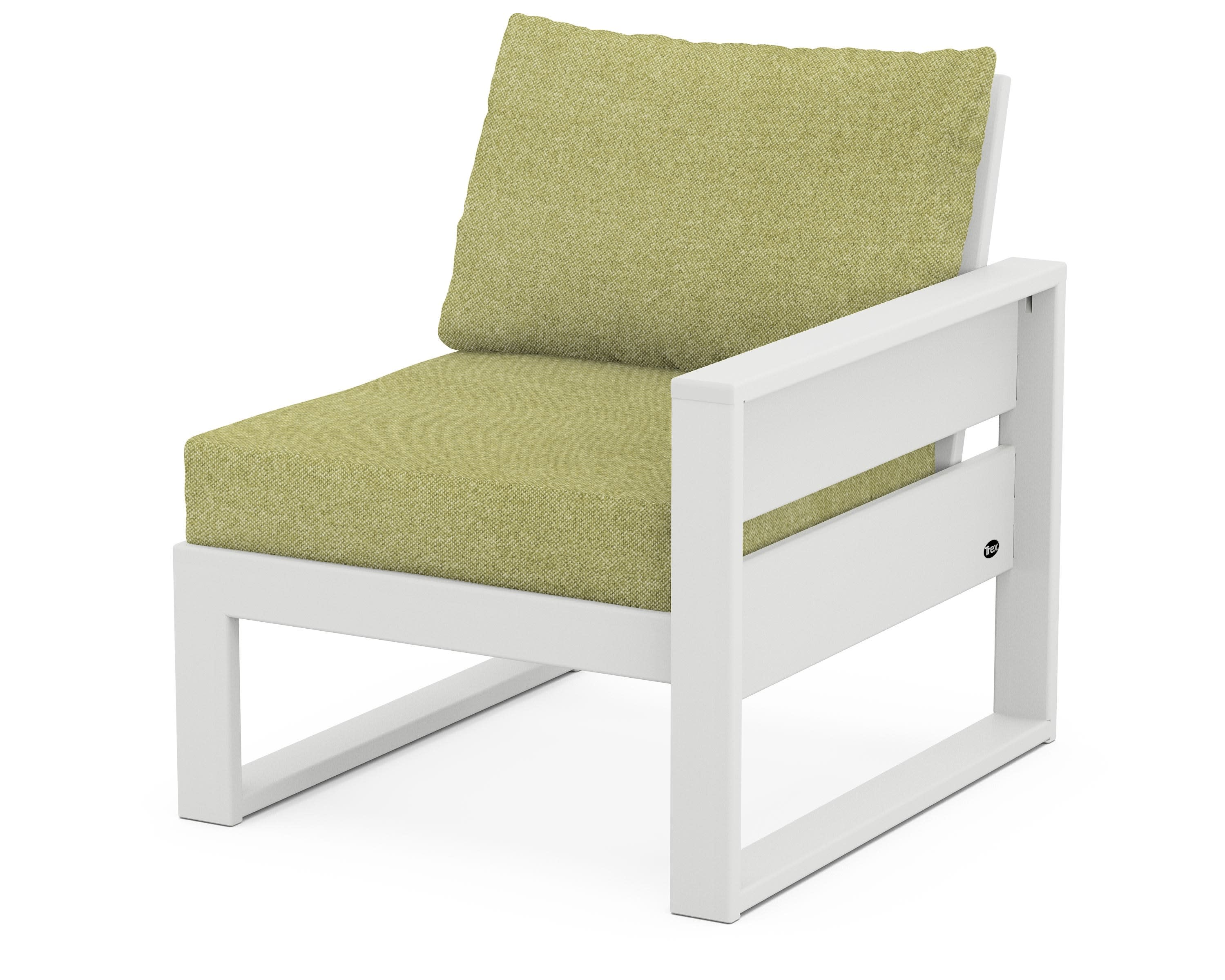 Eastport Modular Right Arm Chair in Classic White / Chartreuse Boucle
