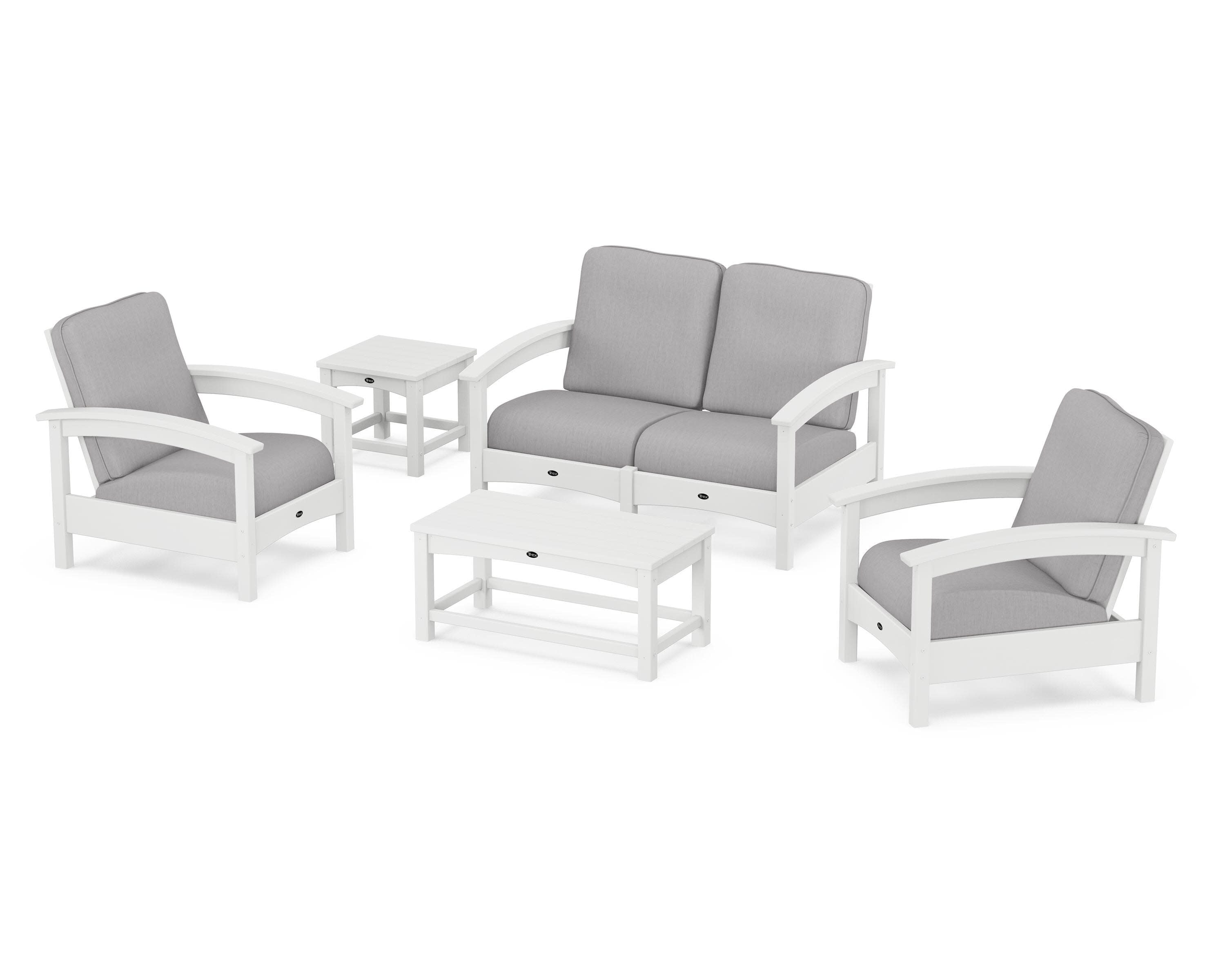 Rockport Club 6-Piece Deep Seating Conversation Set in Classic White / Granite