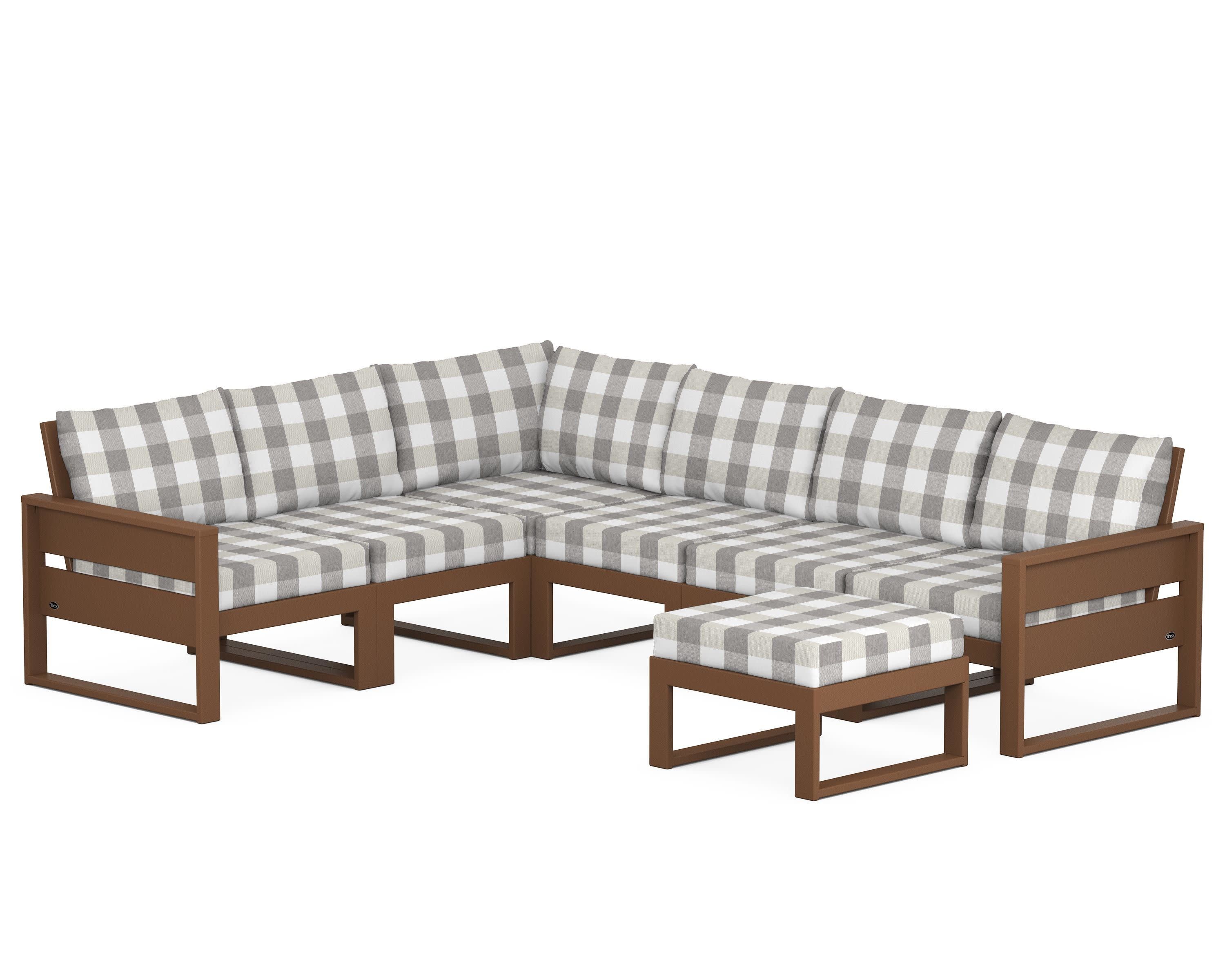 Eastport 6-Piece Sectional with Ottoman in Tree House / Buffalo Plaid Grey Mist