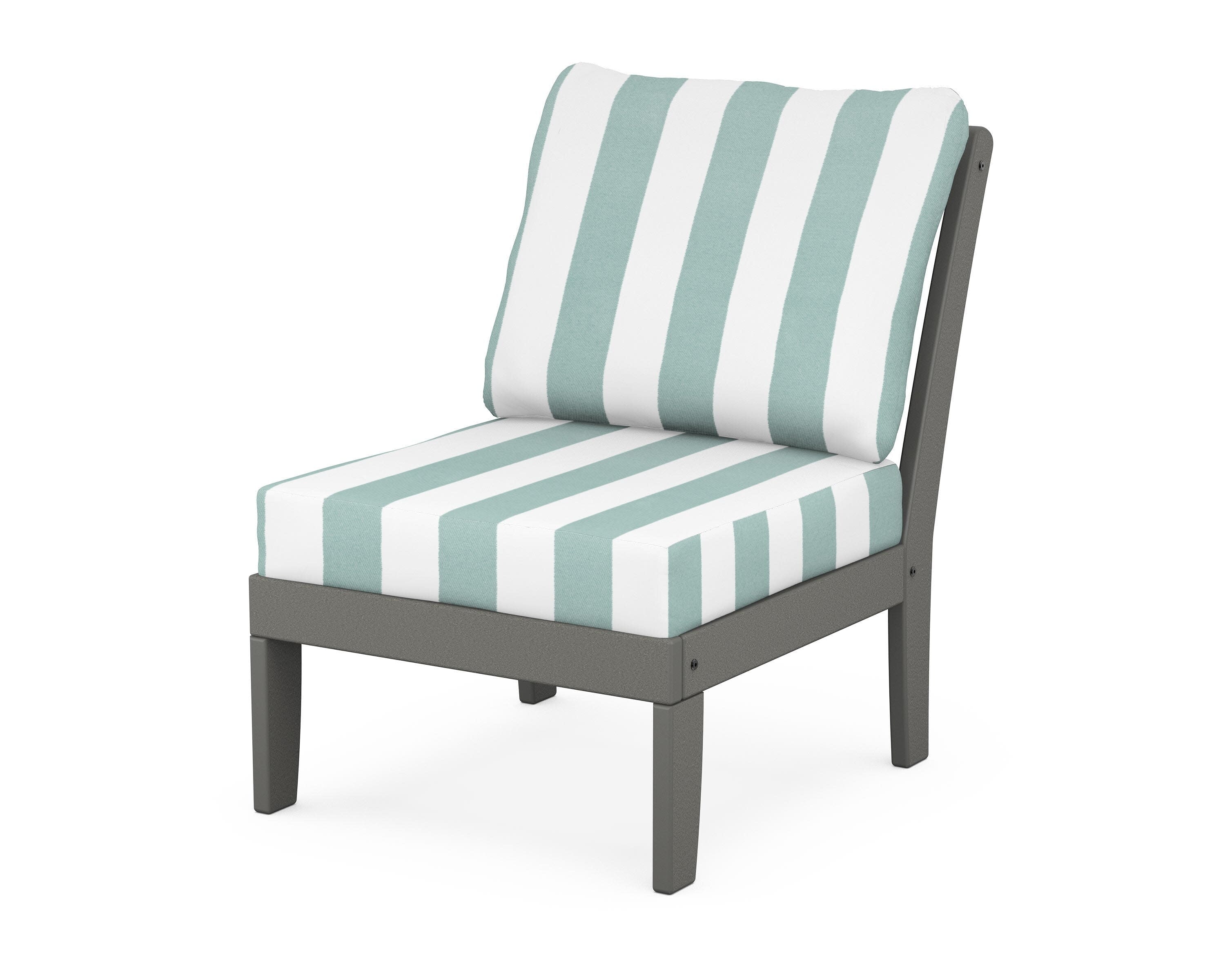 Yacht Club Modular Armless Chair in Stepping Stone / Cabana Stripe Glacier Spa