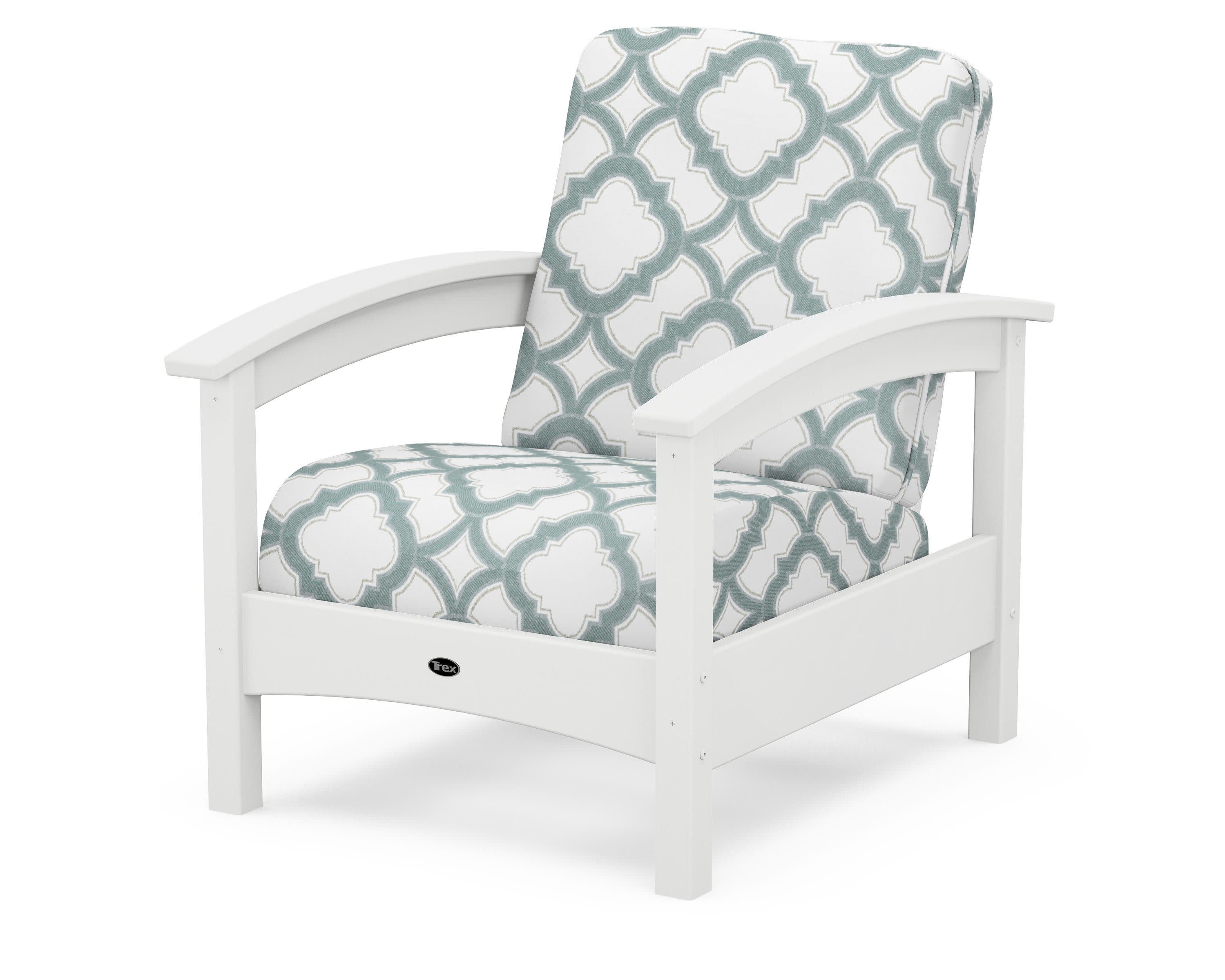 Rockport Club Chair in Classic White / Trellis Glacier Spa