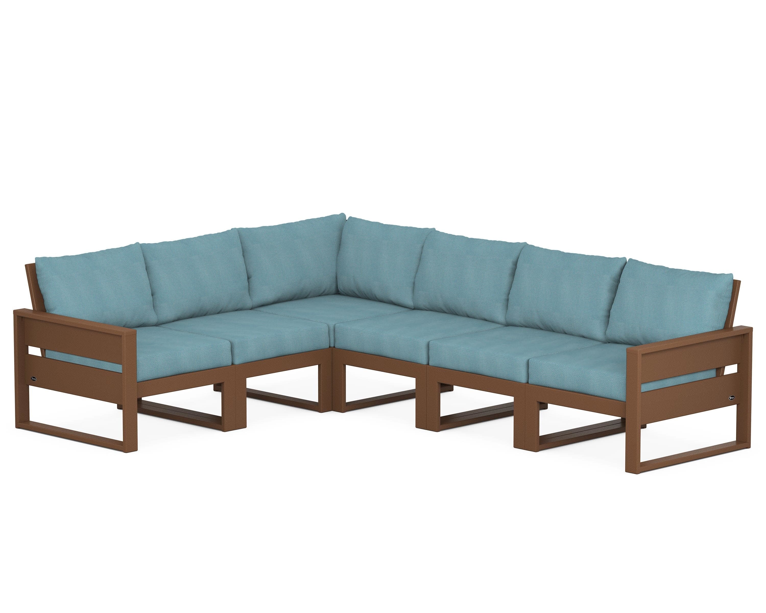 Eastport 6-Piece Sectional in Tree House / Lattice Sky Blue