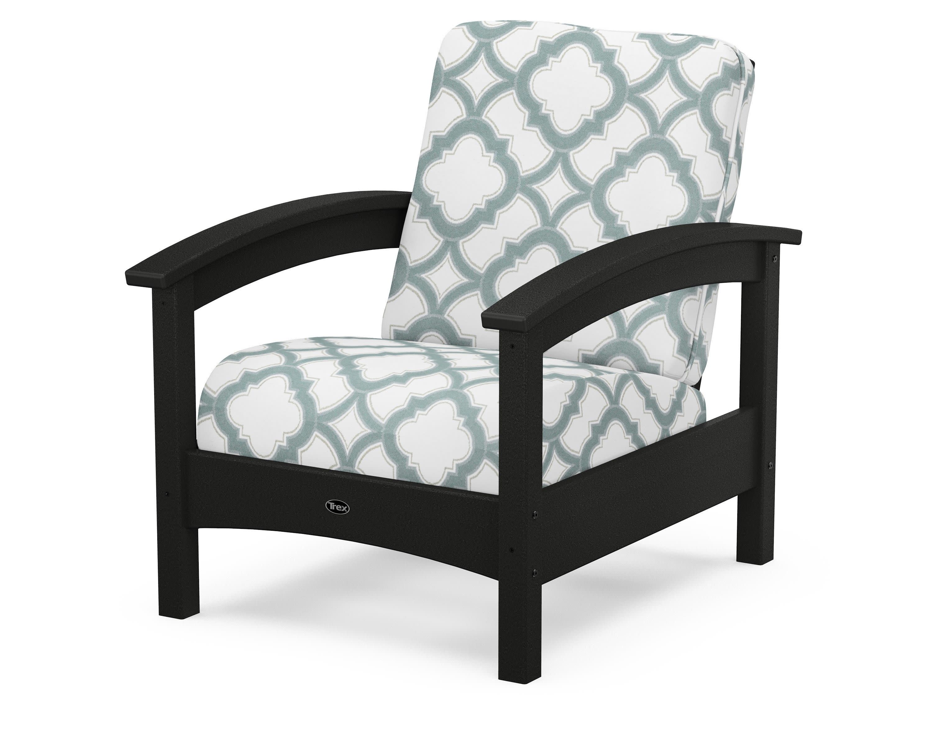 Rockport Club Chair in Charcoal Black / Trellis Glacier Spa