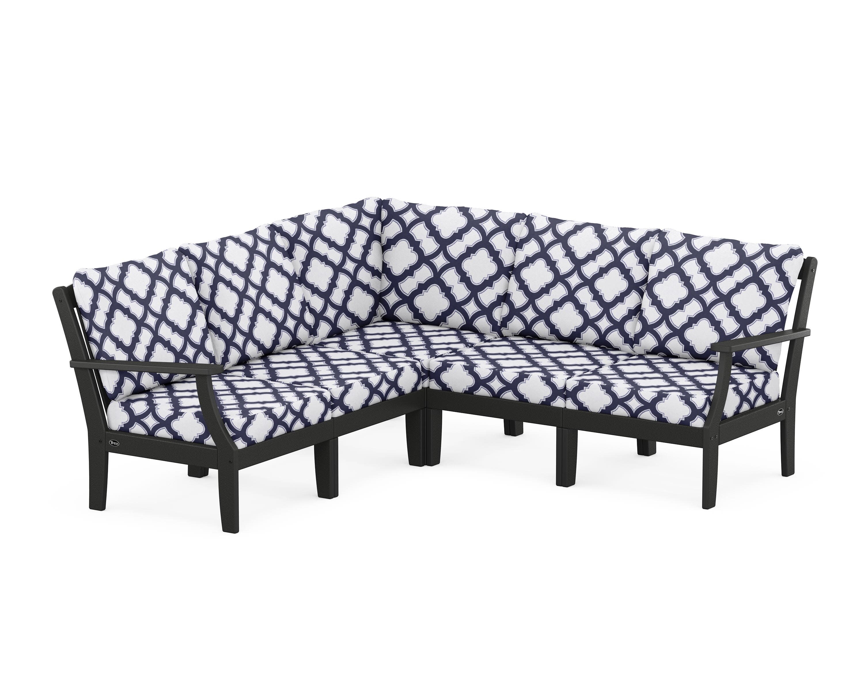 Yacht Club Modular 5-Piece Deep Seating Set in Charcoal Black / Trellis Navy