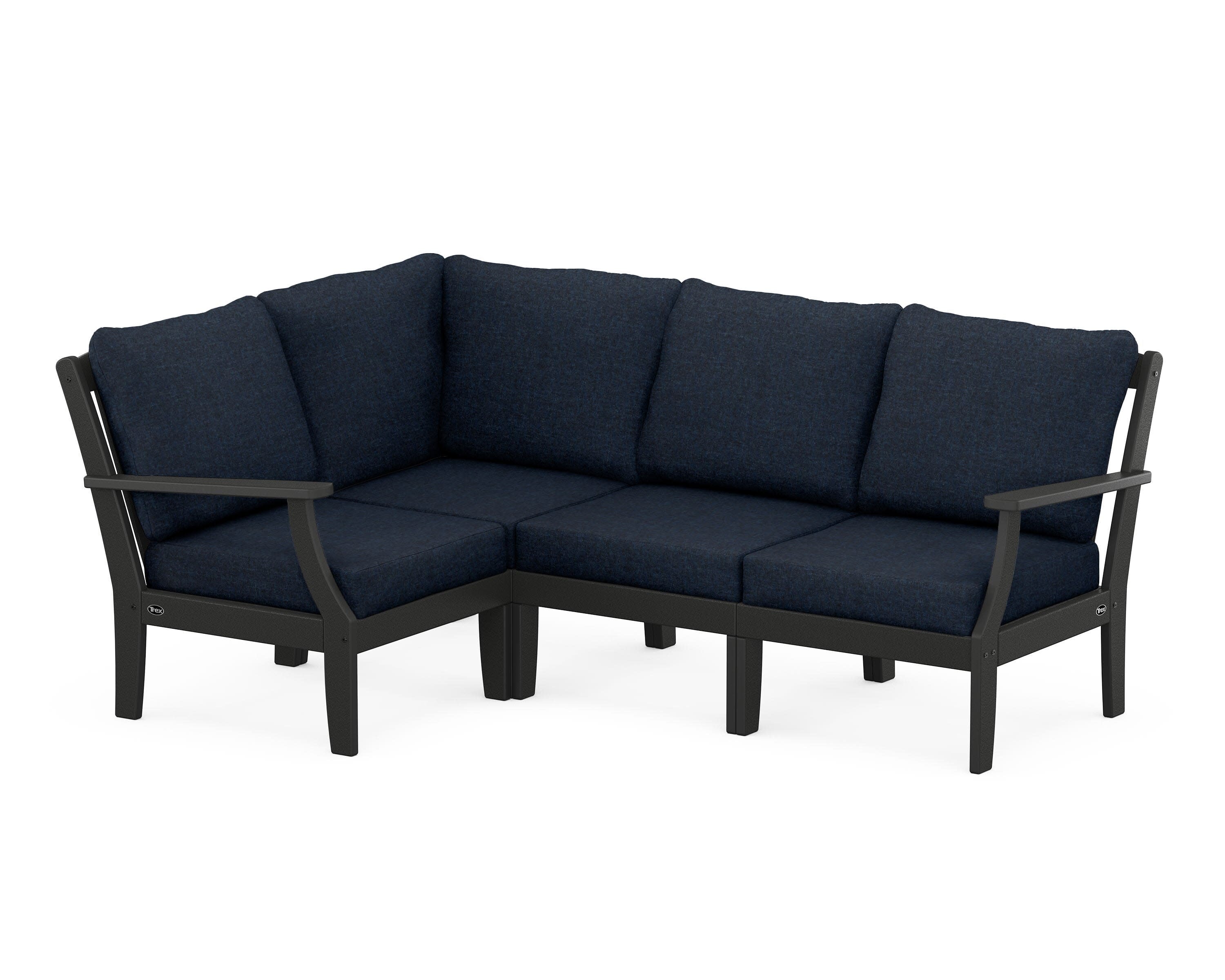 Yacht Club Modular 4-Piece Deep Seating Set in Charcoal Black / Marine Indigo