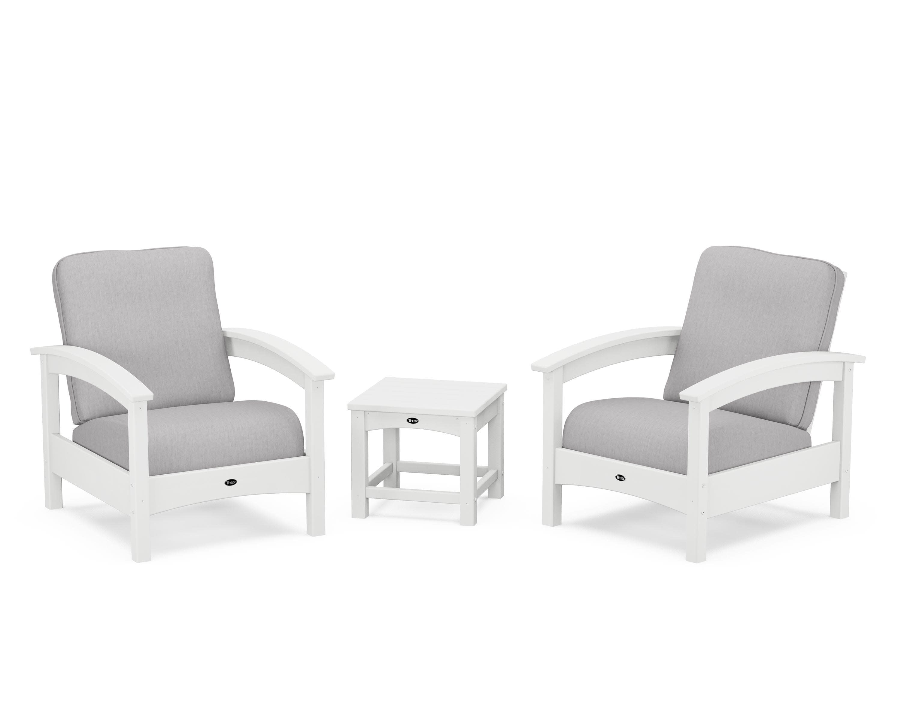 Rockport Club 3-Piece Deep Seating Conversation Set in Classic White / Granite