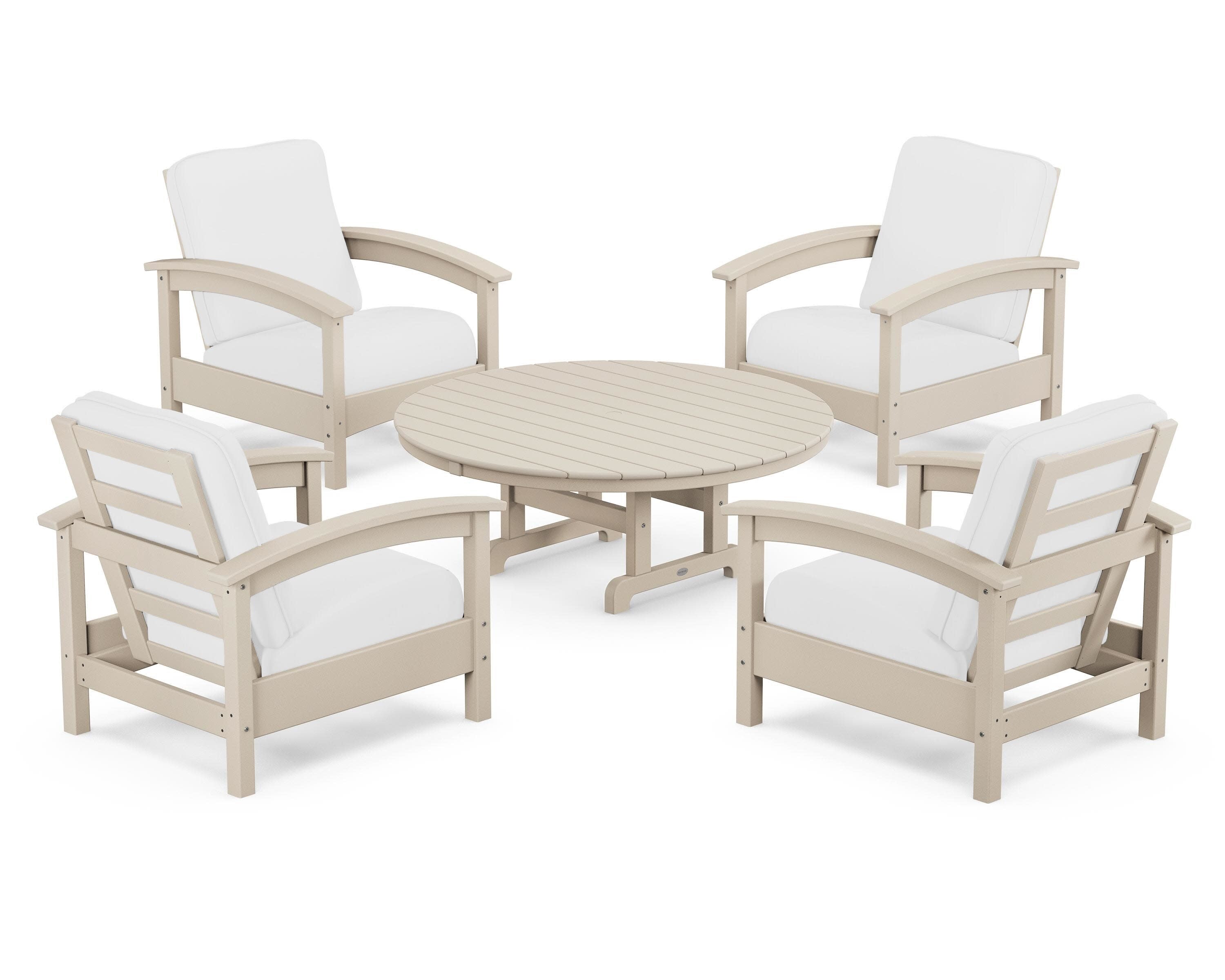Rockport 5-Piece Deep Seating Set in Sand Castle / Natural