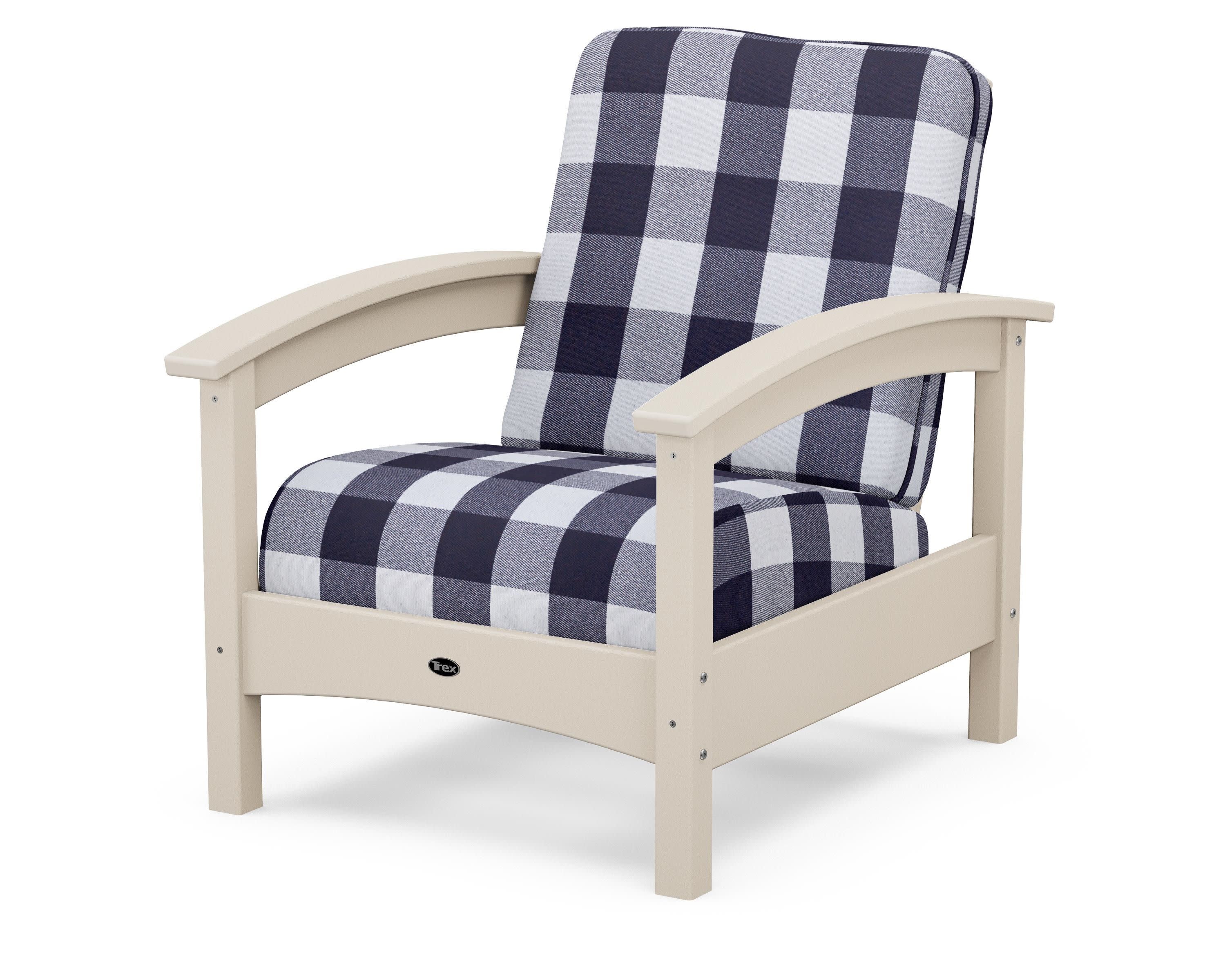 Rockport Club Chair in Sand Castle / Buffalo Plaid Navy