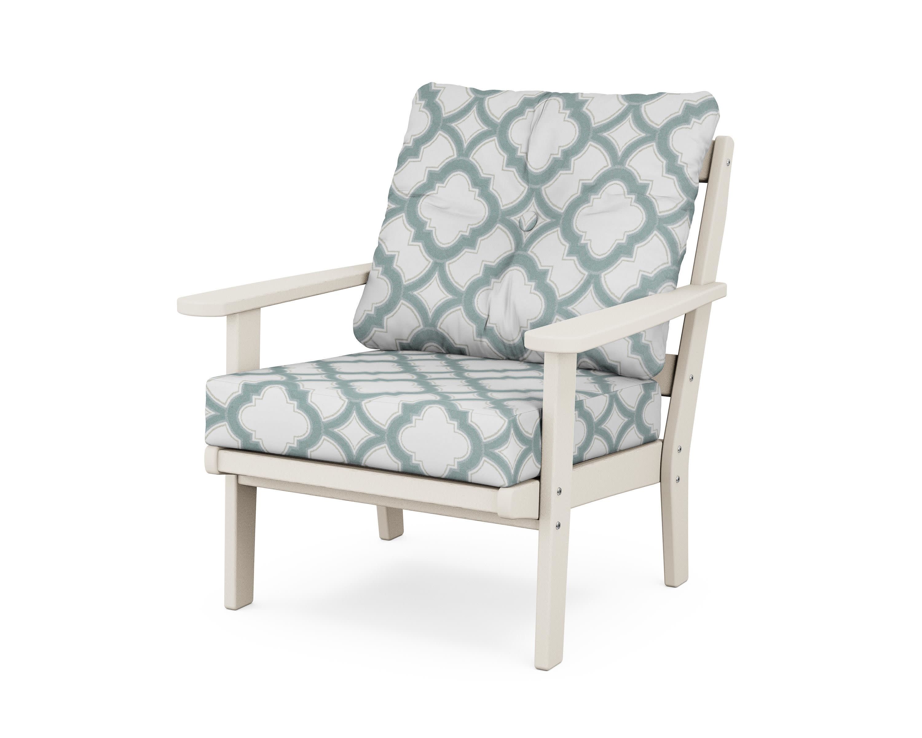 Cape Cod Deep Seating Chair in Sand Castle / Trellis Glacier Spa