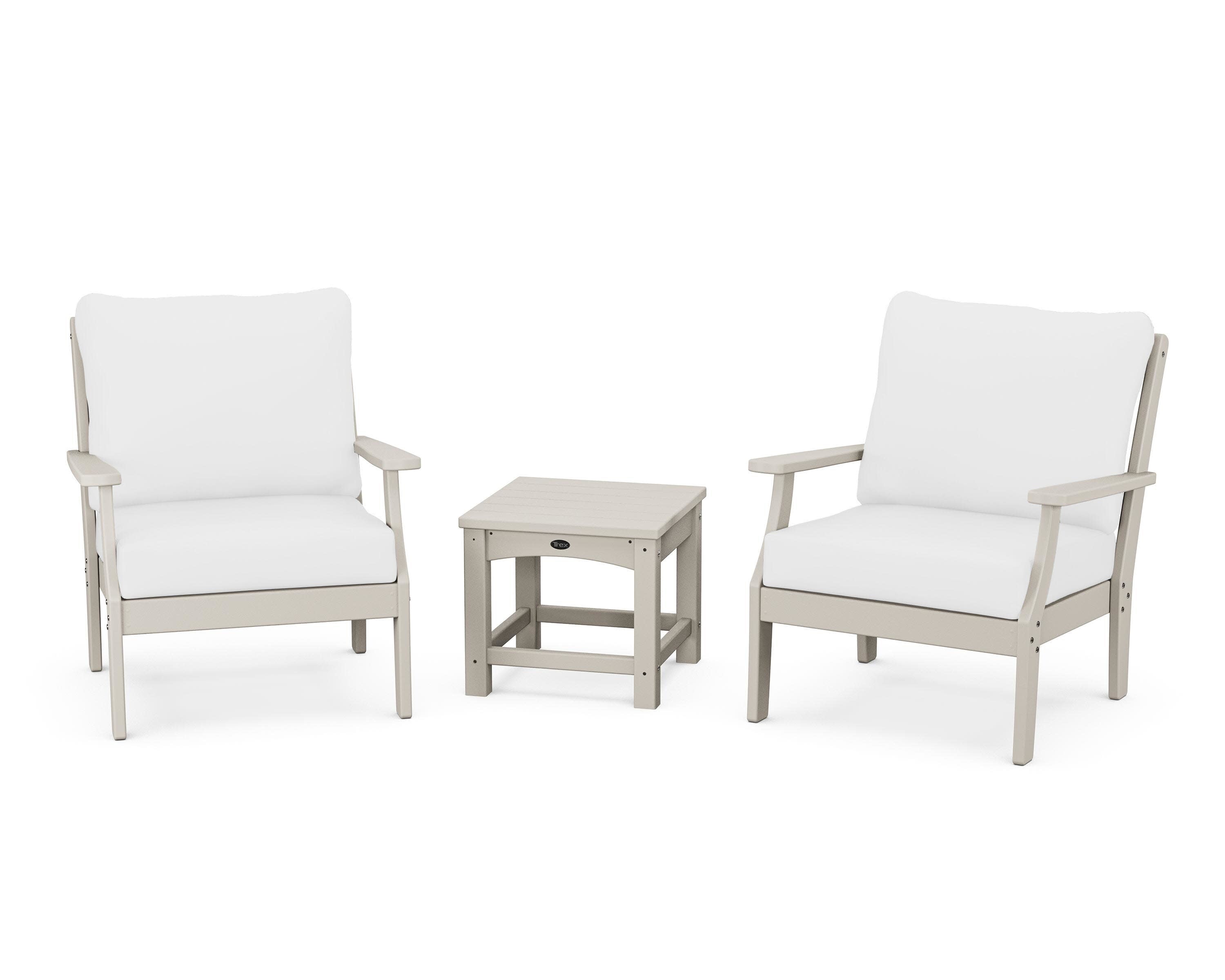 Yacht Club 3-Piece Deep Seating Set in Sand Castle / Natural