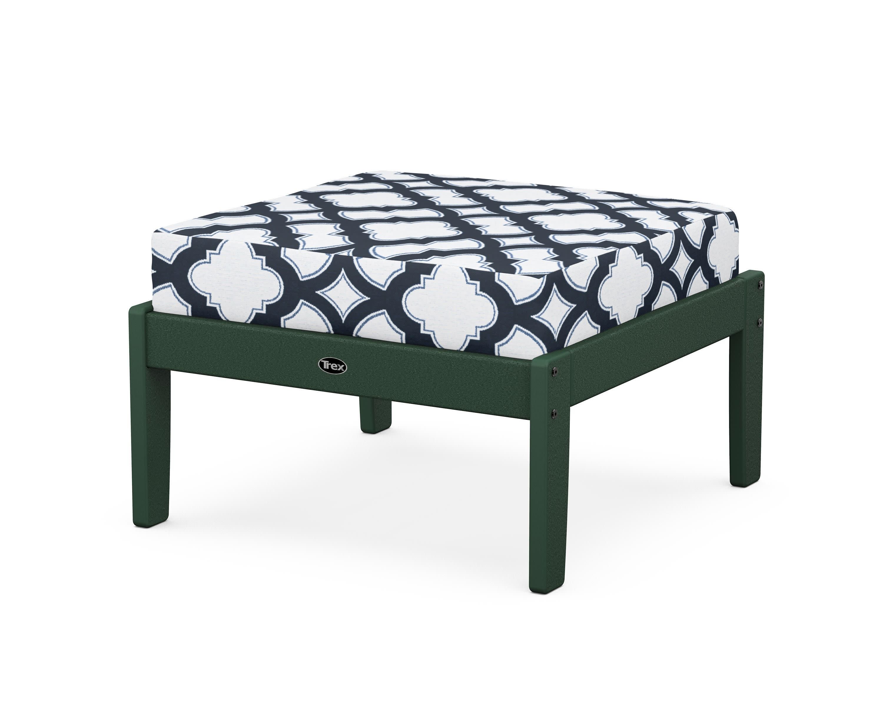 Yacht Club Deep Seating Ottoman in Rainforest Canopy / Trellis Marine Indigo