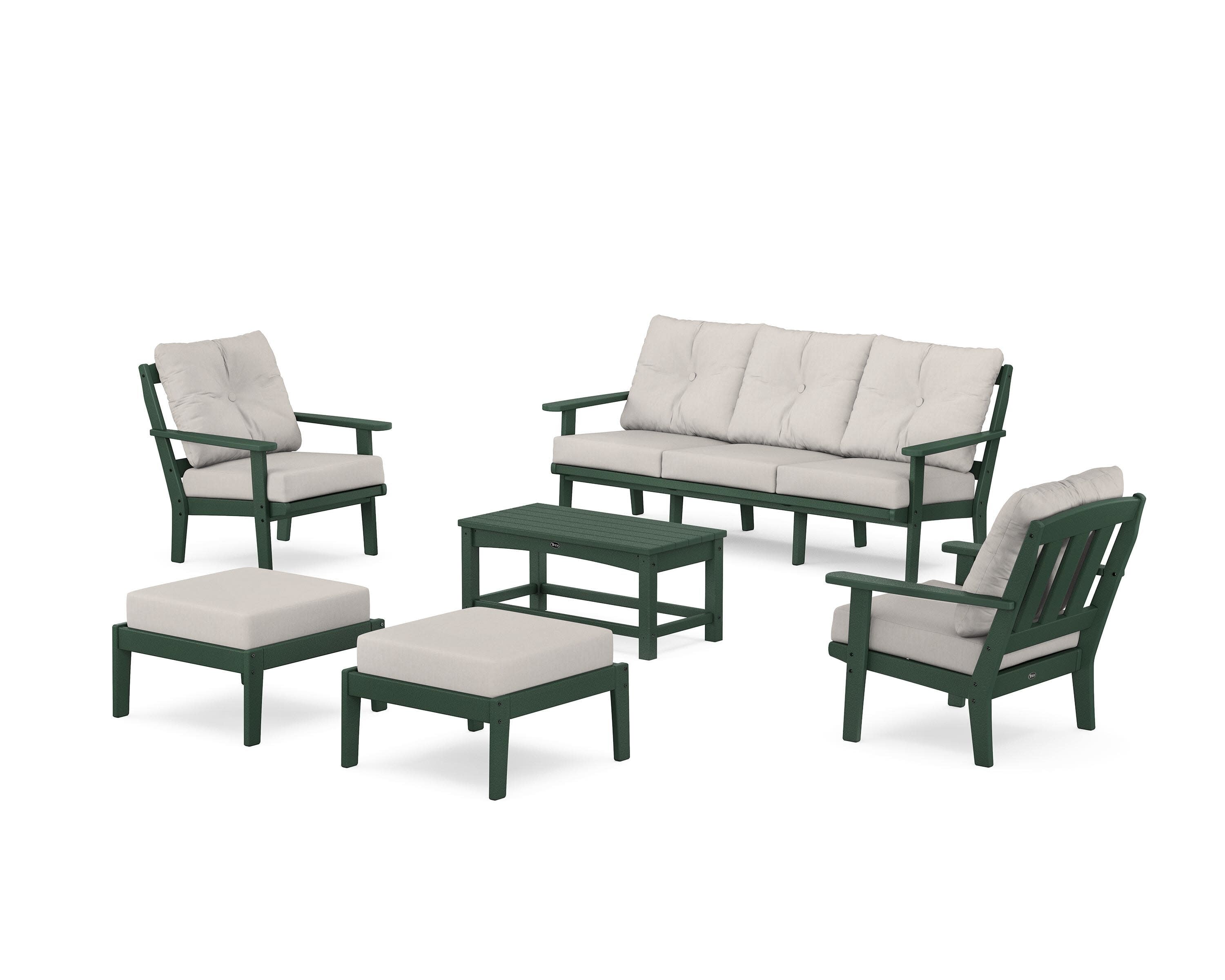 Cape Cod 6-Piece Lounge Sofa Set in Rainforest Canopy / Cast Ash