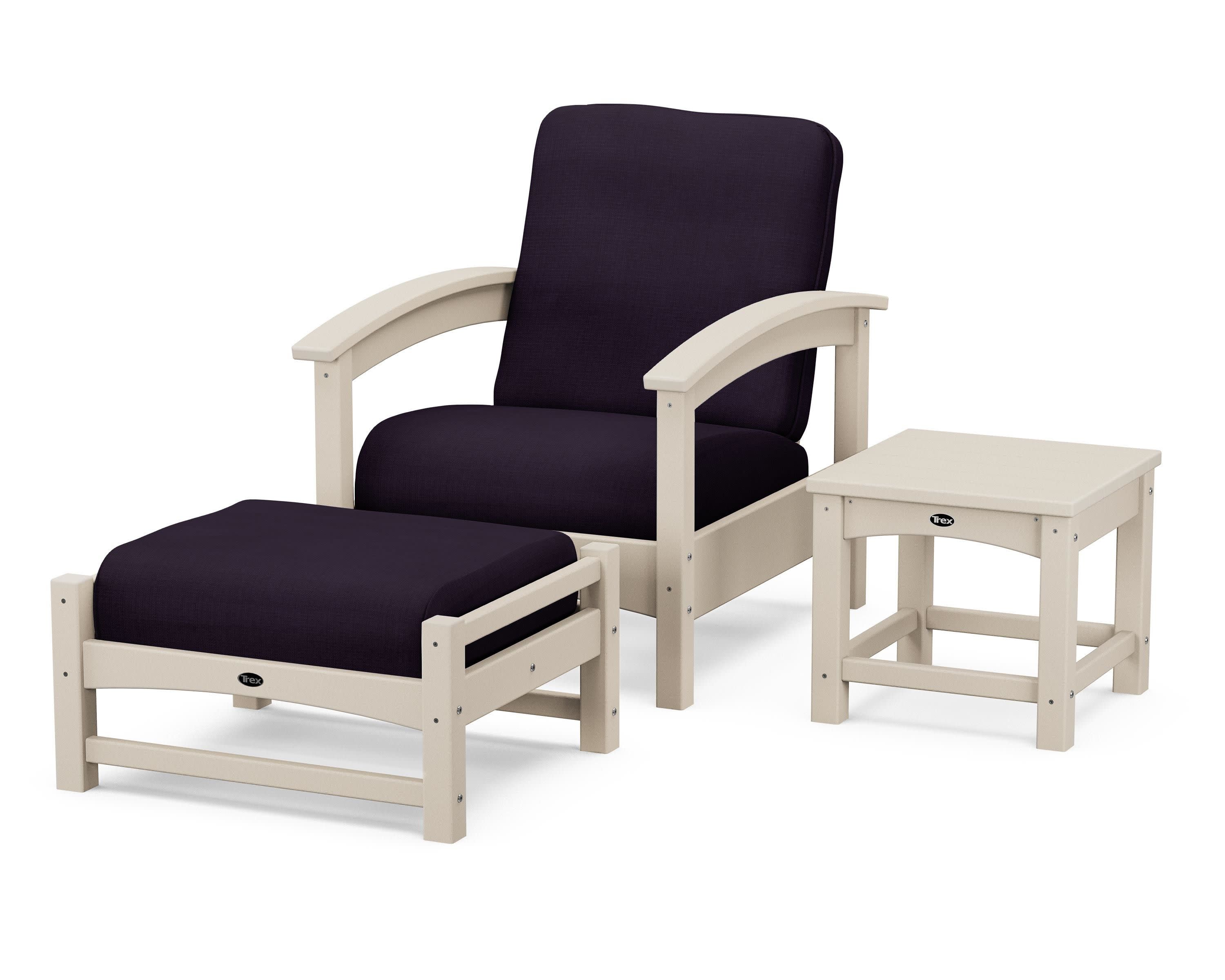 Rockport 3-Piece Deep Seating Set in Sand Castle / Navy Linen