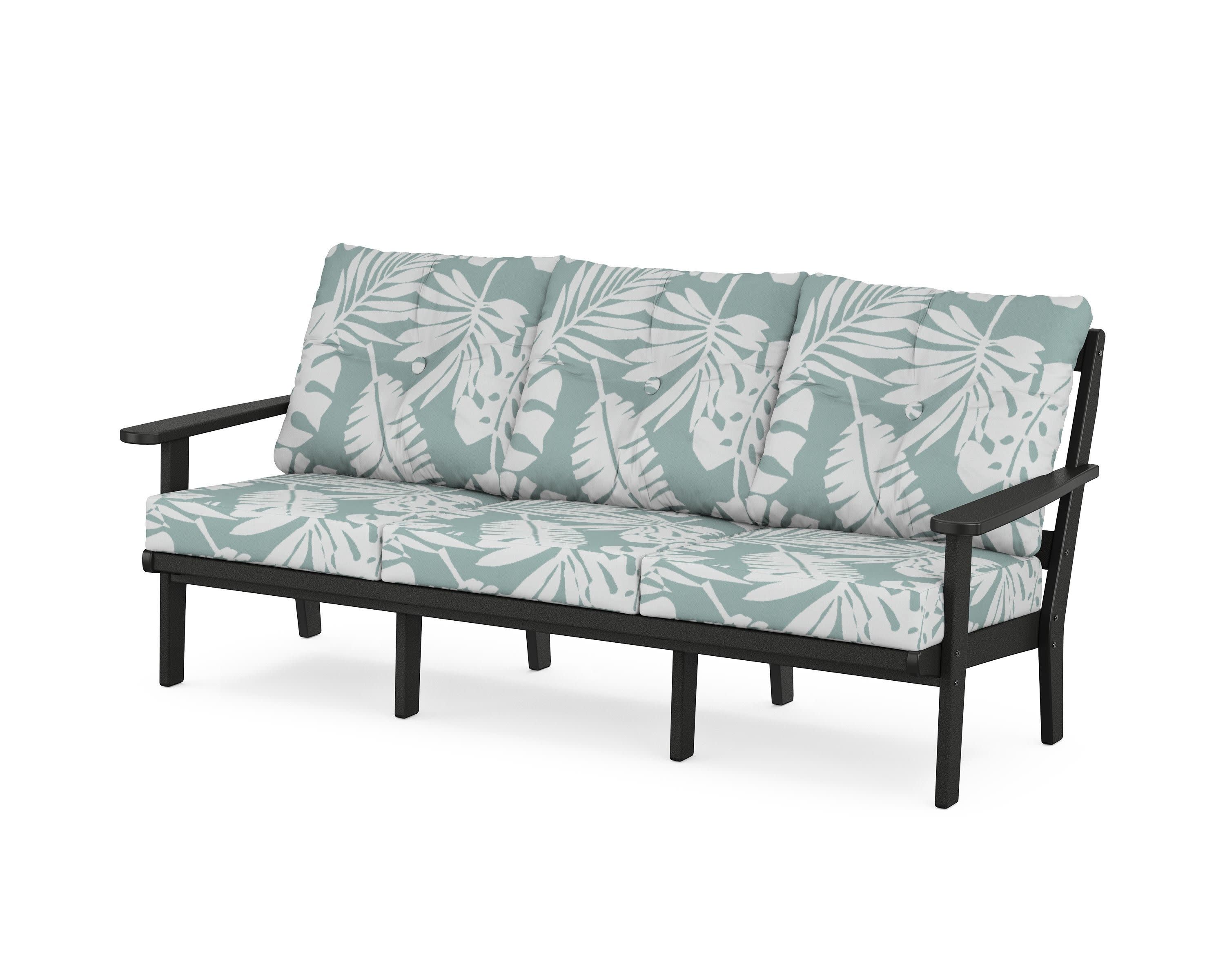 Cape Cod Deep Seating Sofa in Charcoal Black / Leaf Glacier Spa
