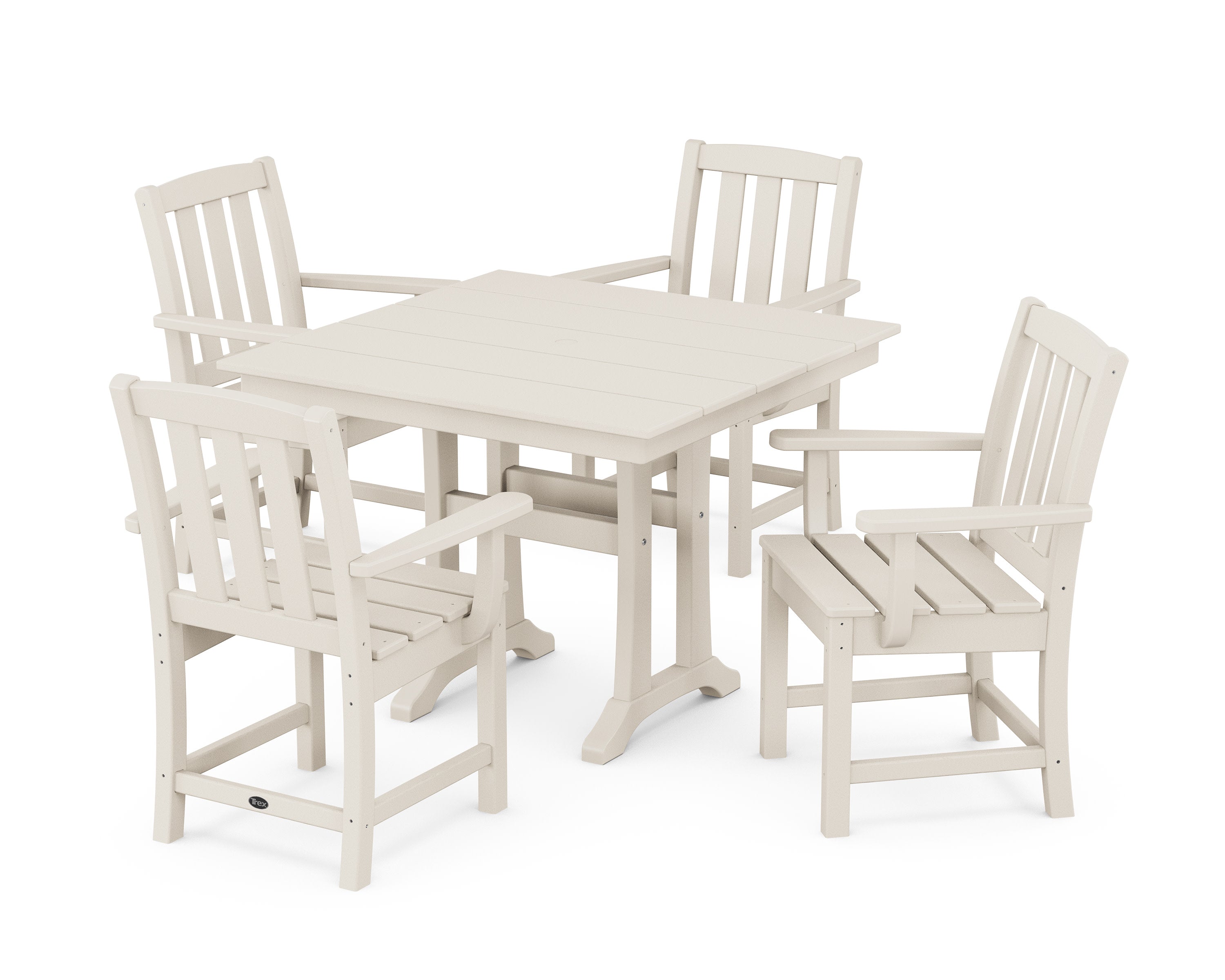 Cape Cod 5-Piece Farmhouse Dining Set with Trestle Legs in Sand Castle