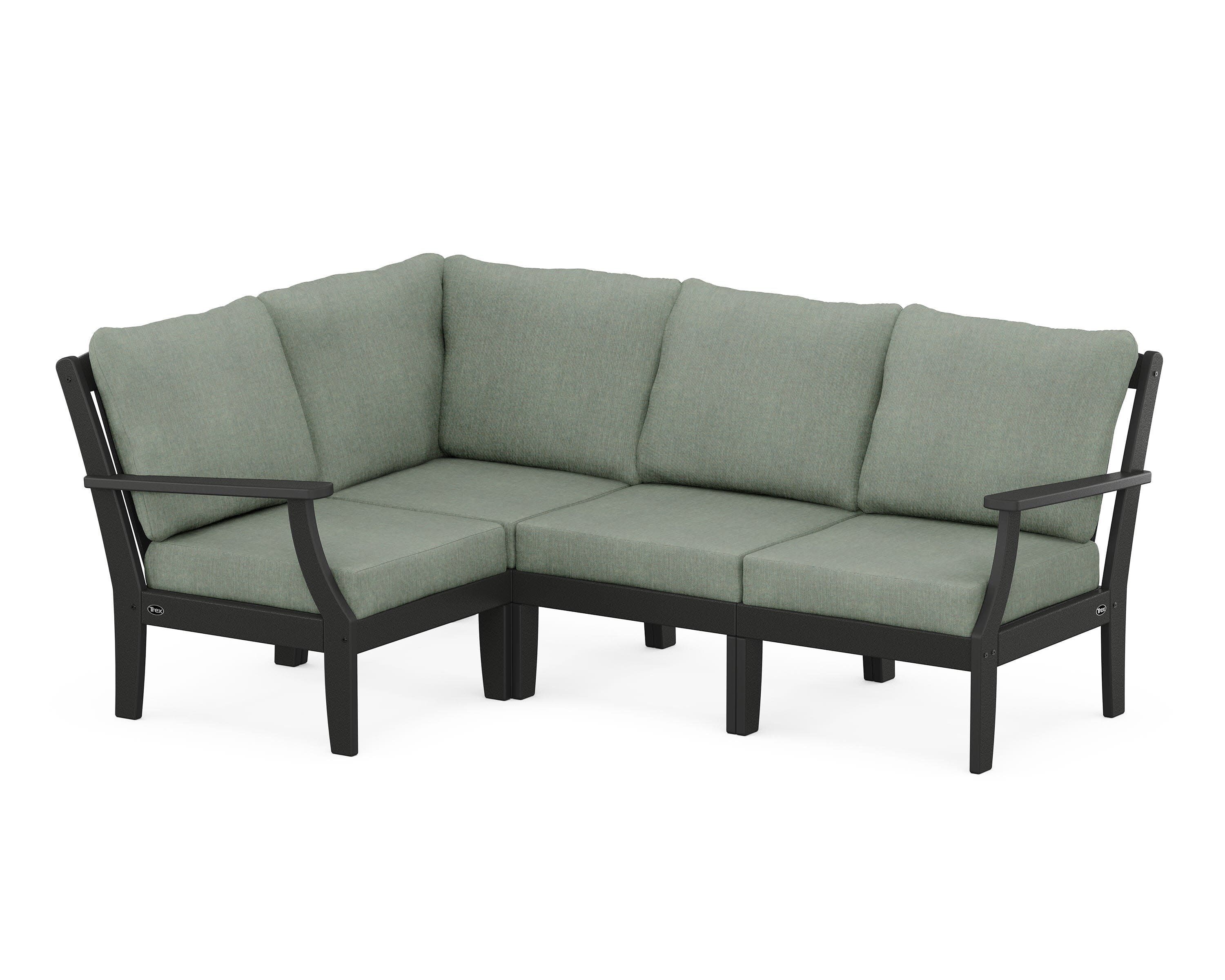 Yacht Club Modular 4-Piece Deep Seating Set in Charcoal Black / Cast Sage