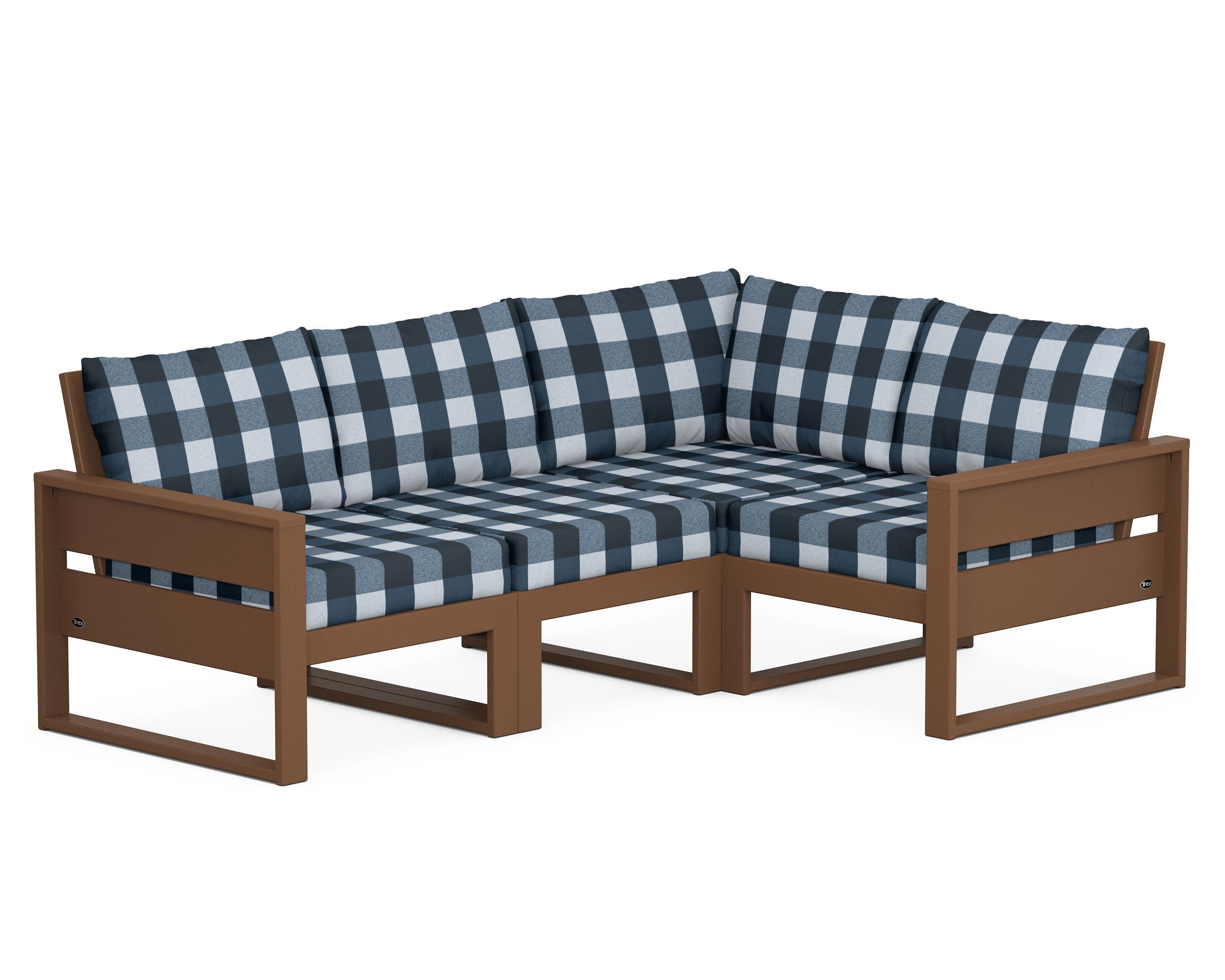 Eastport 4- Piece Sectional in Tree House / Buffalo Plaid Marine Indigo