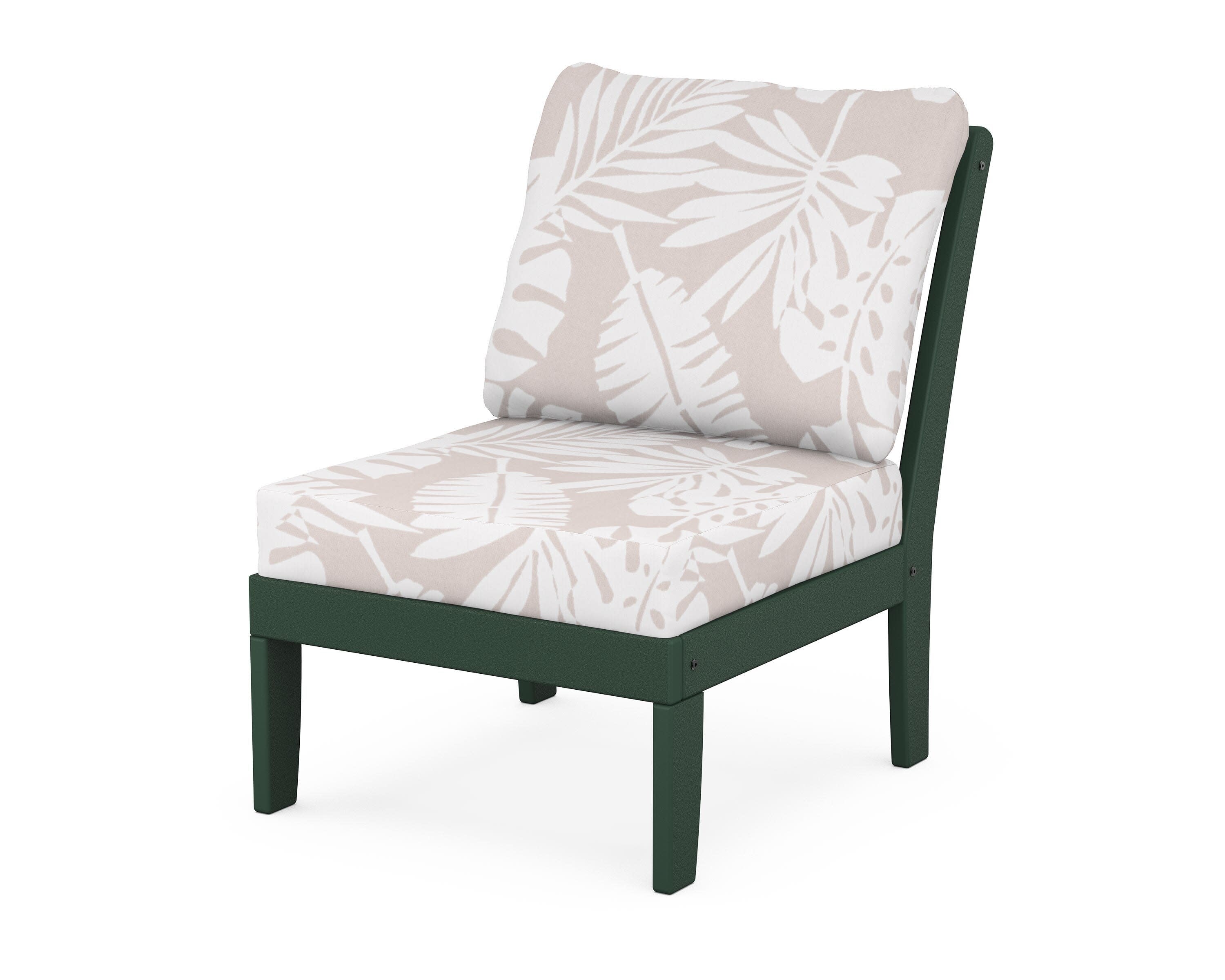 Yacht Club Modular Armless Chair in Rainforest Canopy / Leaf Dune Burlap