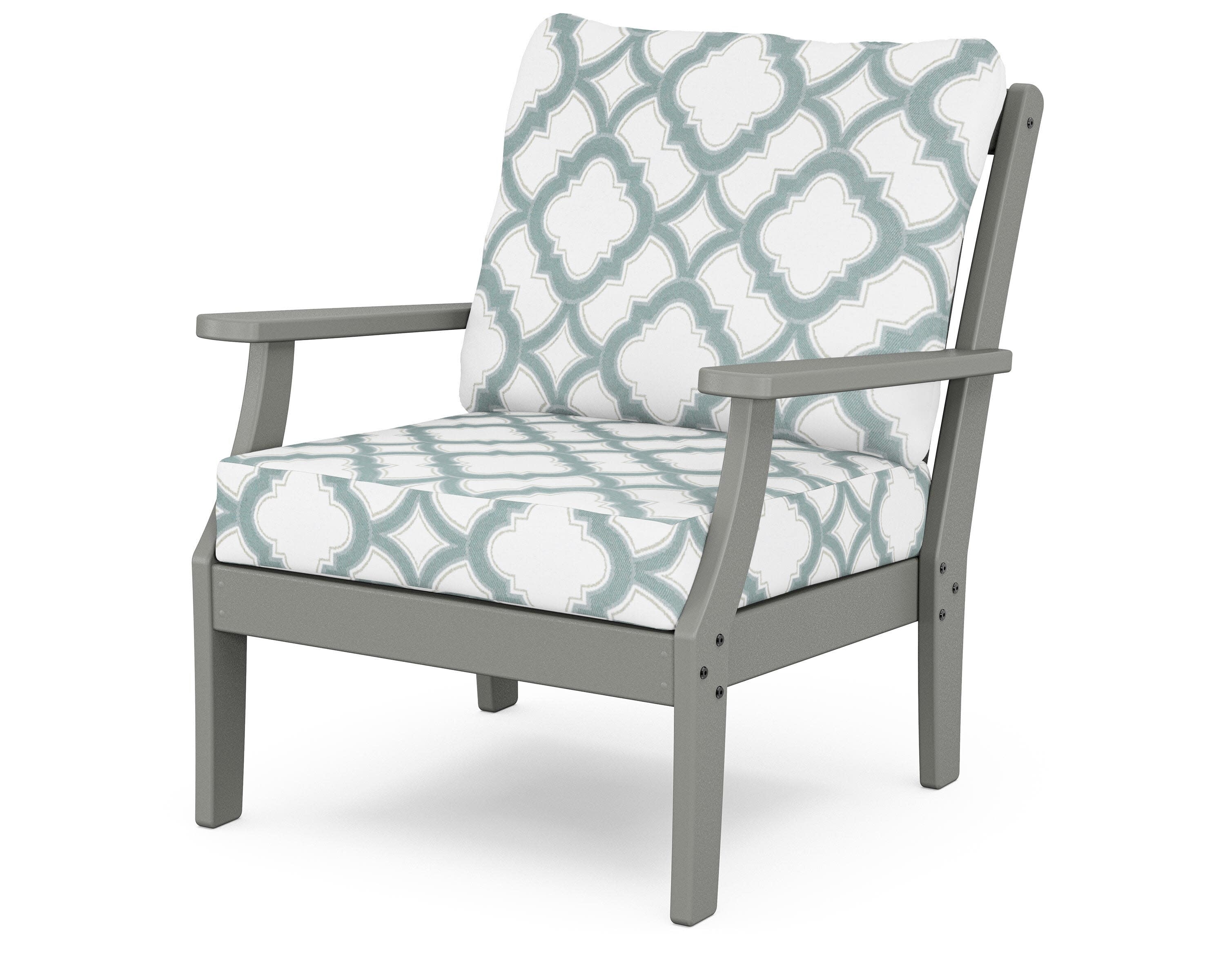 Yacht Club Deep Seating Chair in Stepping Stone / Trellis Glacier Spa