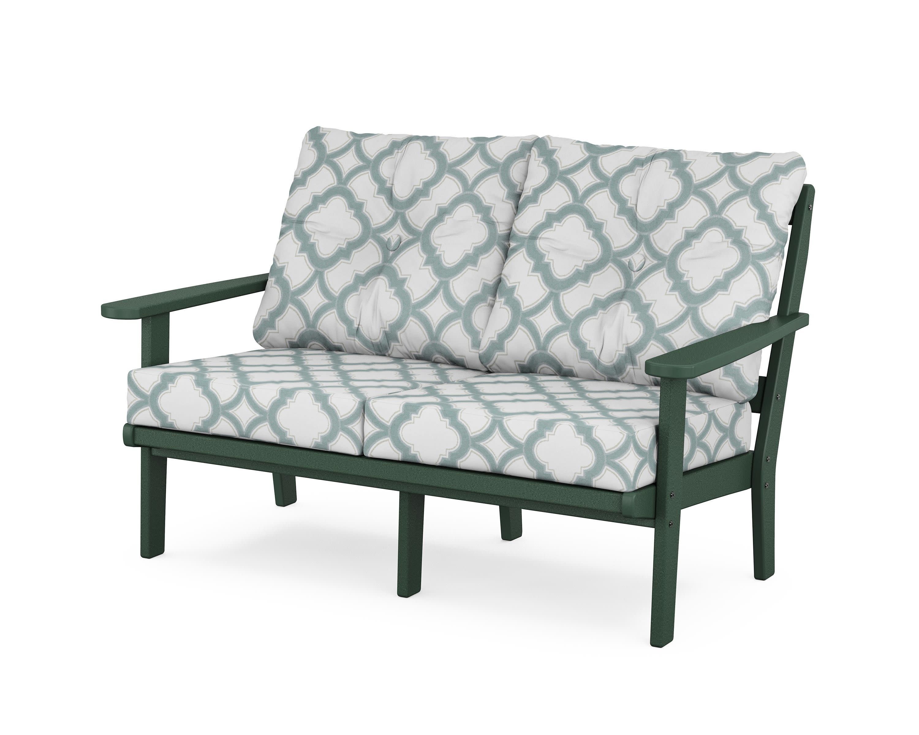 Cape Cod Deep Seating Loveseat in Rainforest Canopy / Trellis Glacier Spa