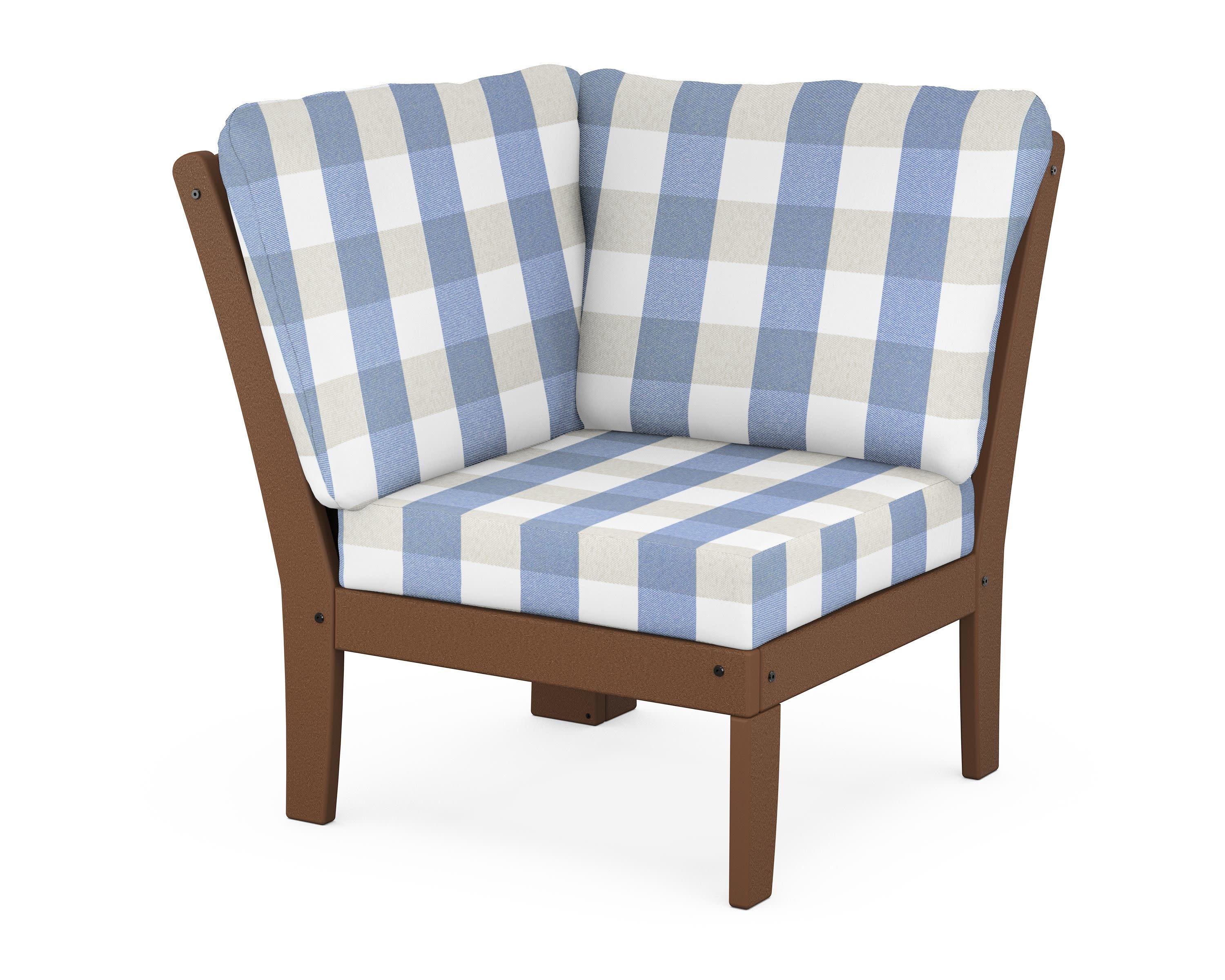 Yacht Club Modular Corner Chair in Tree House / Buffalo Plaid Sky Blue