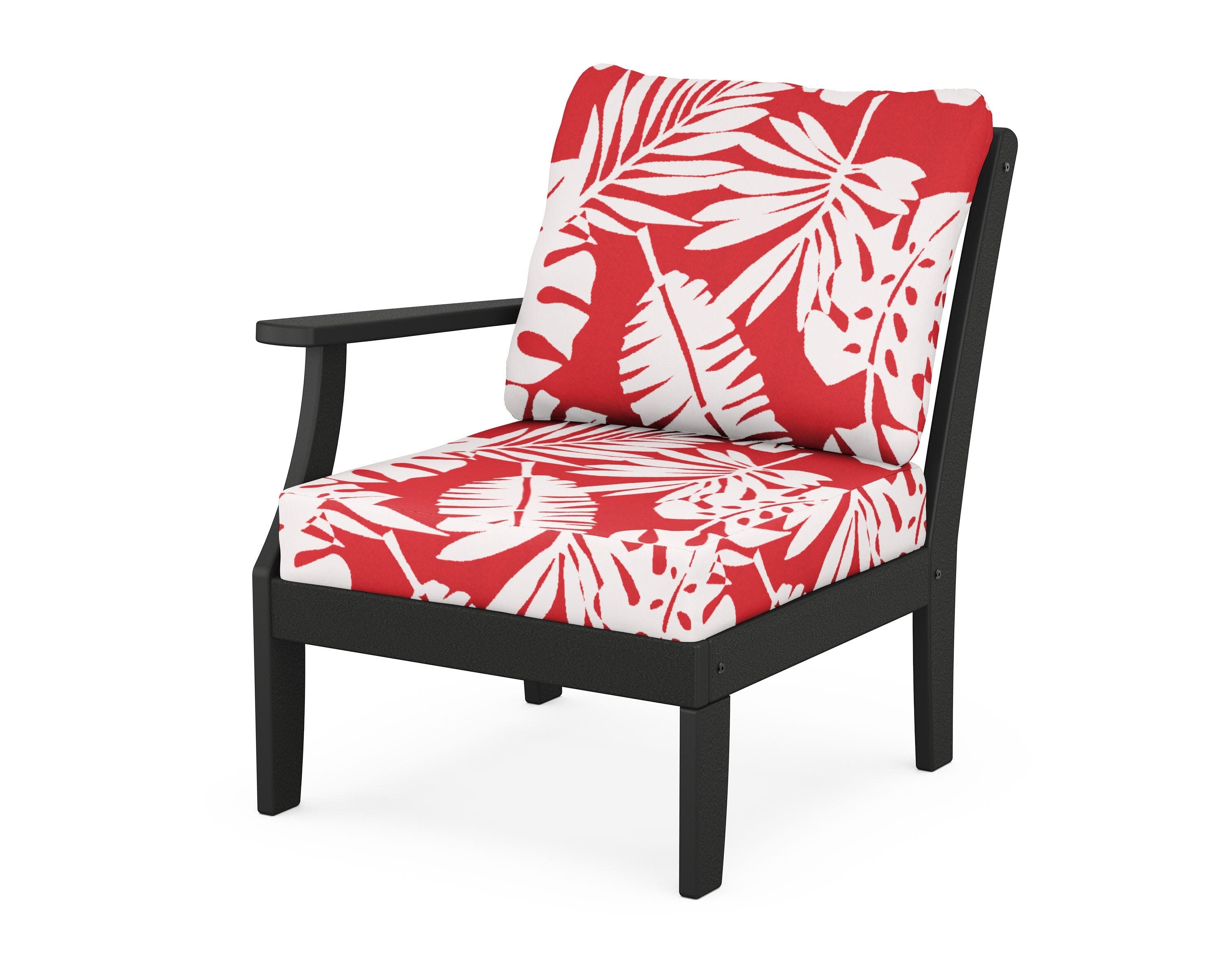 Yacht Club Modular Left Arm Chair in Charcoal Black / Leaf Crimson