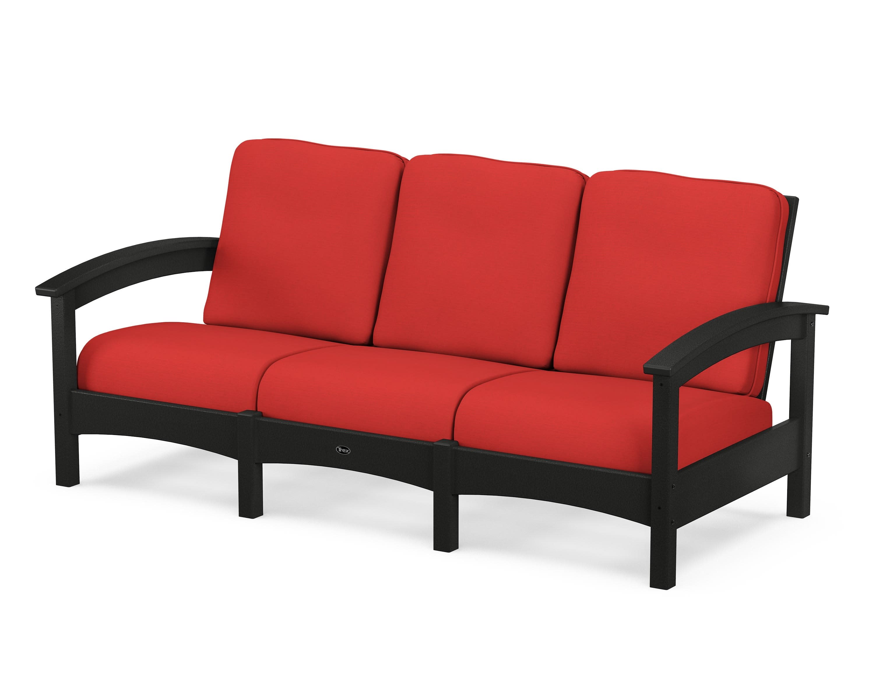Rockport Club Sofa in Charcoal Black / Crimson Linen